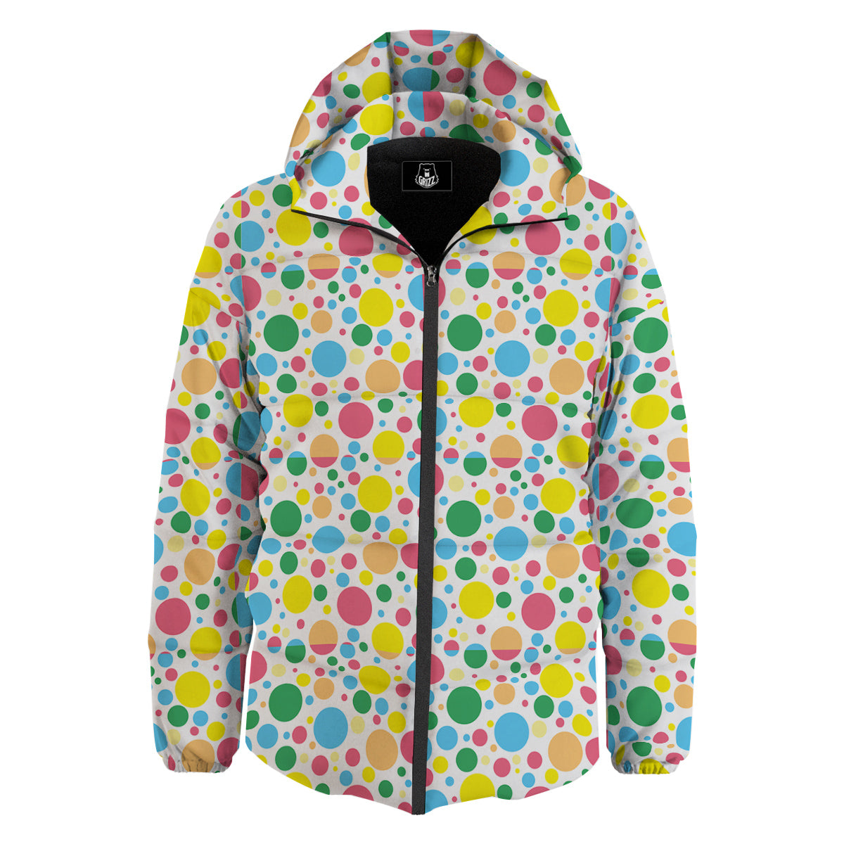 Polka Dot Colorful Print Pattern Down Jacket-grizzshop