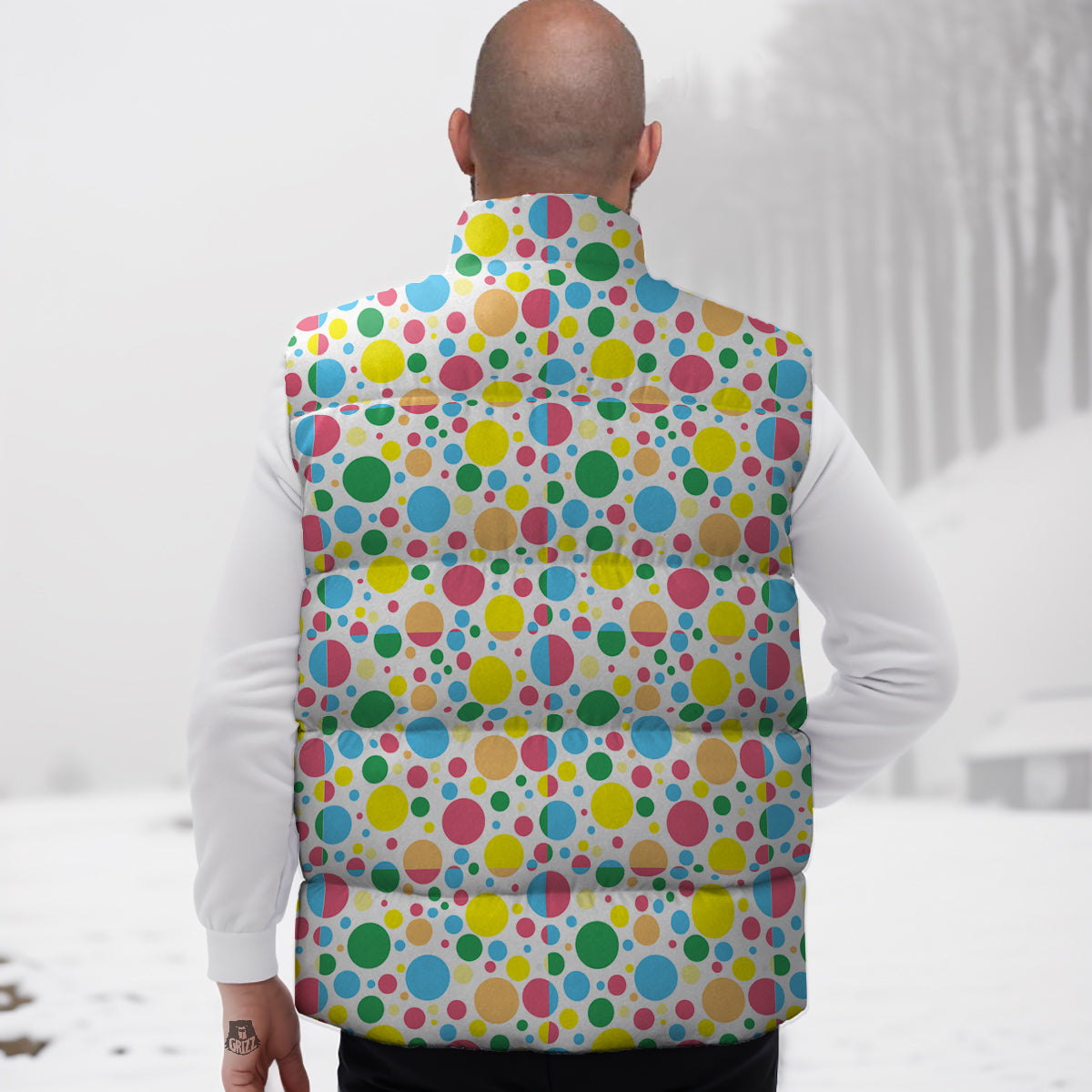 Polka Dot Colorful Print Pattern Down Vest