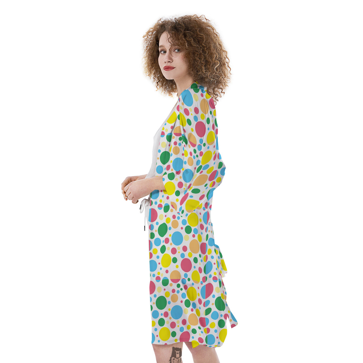 Polka Dot Colorful Print Pattern Kimono-grizzshop