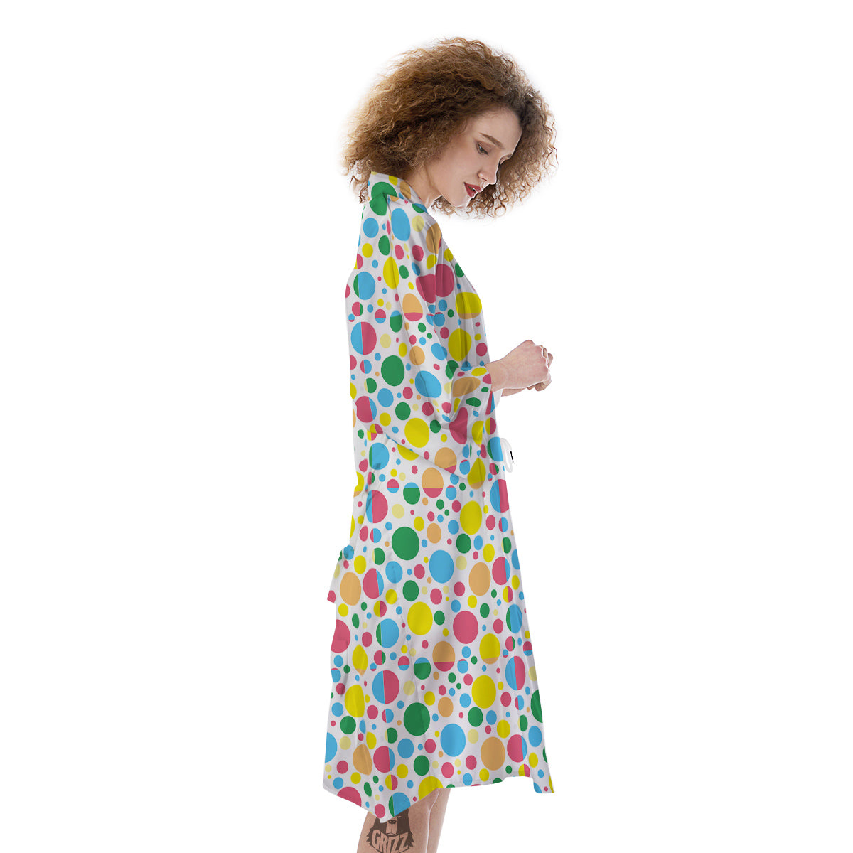 Polka Dot Colorful Print Pattern Kimono-grizzshop