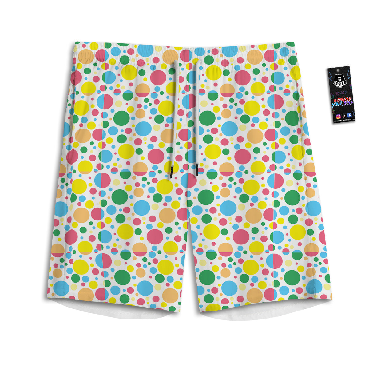 Polka Dot Colorful Print Pattern Men's Athletic Shorts