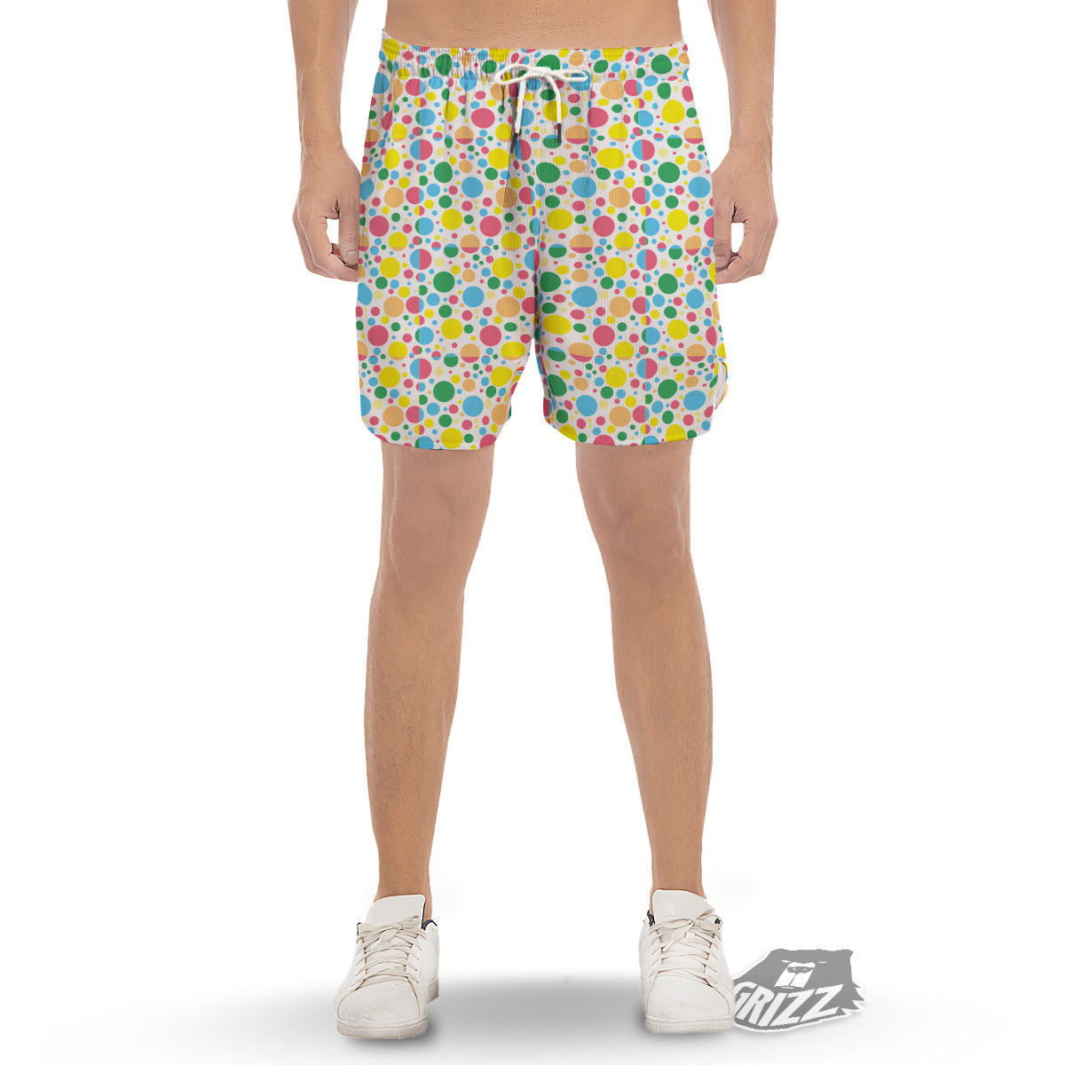 Polka Dot Colorful Print Pattern Men's Gym Shorts-grizzshop