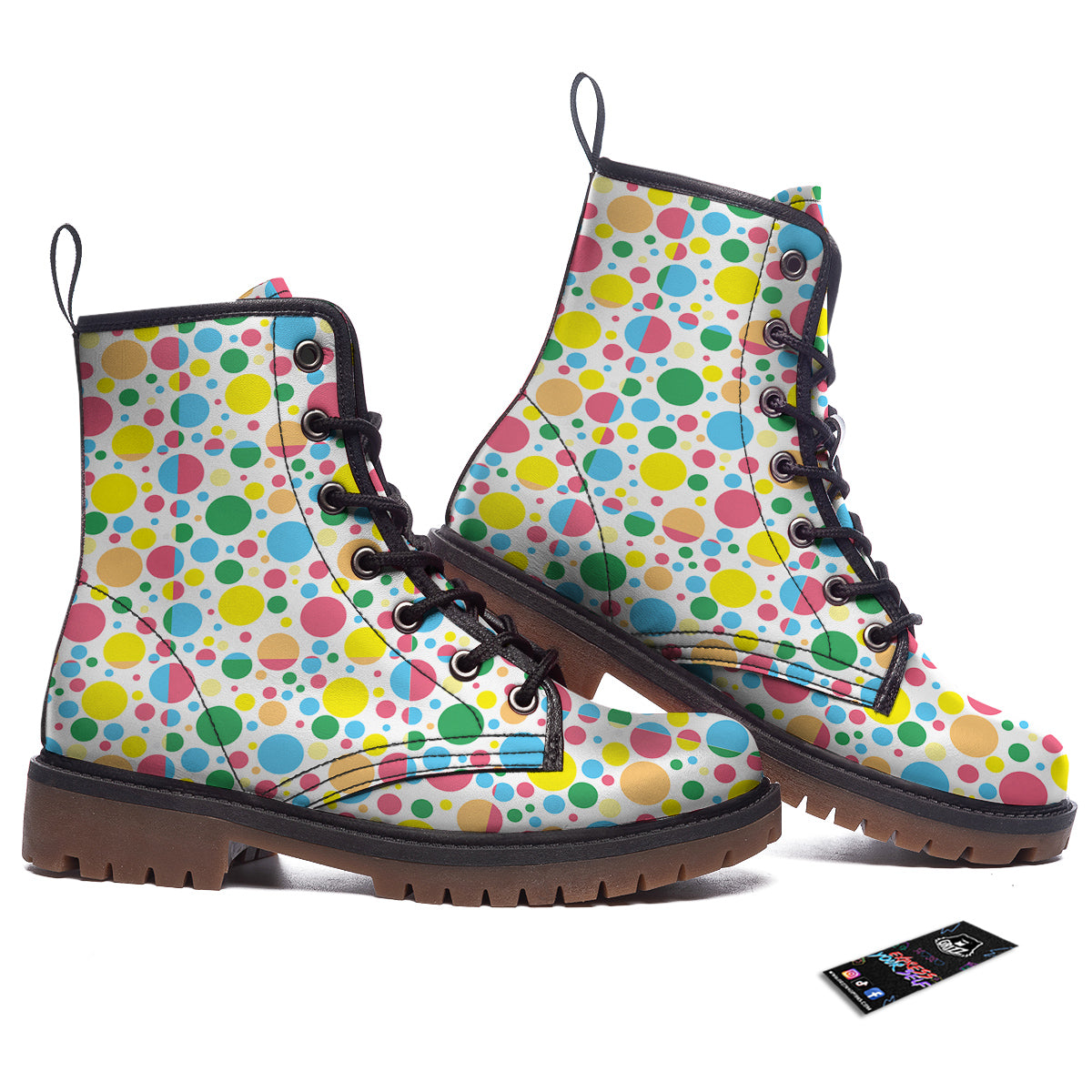 Polka Dot Colorful Print Pattern Work Boots-grizzshop
