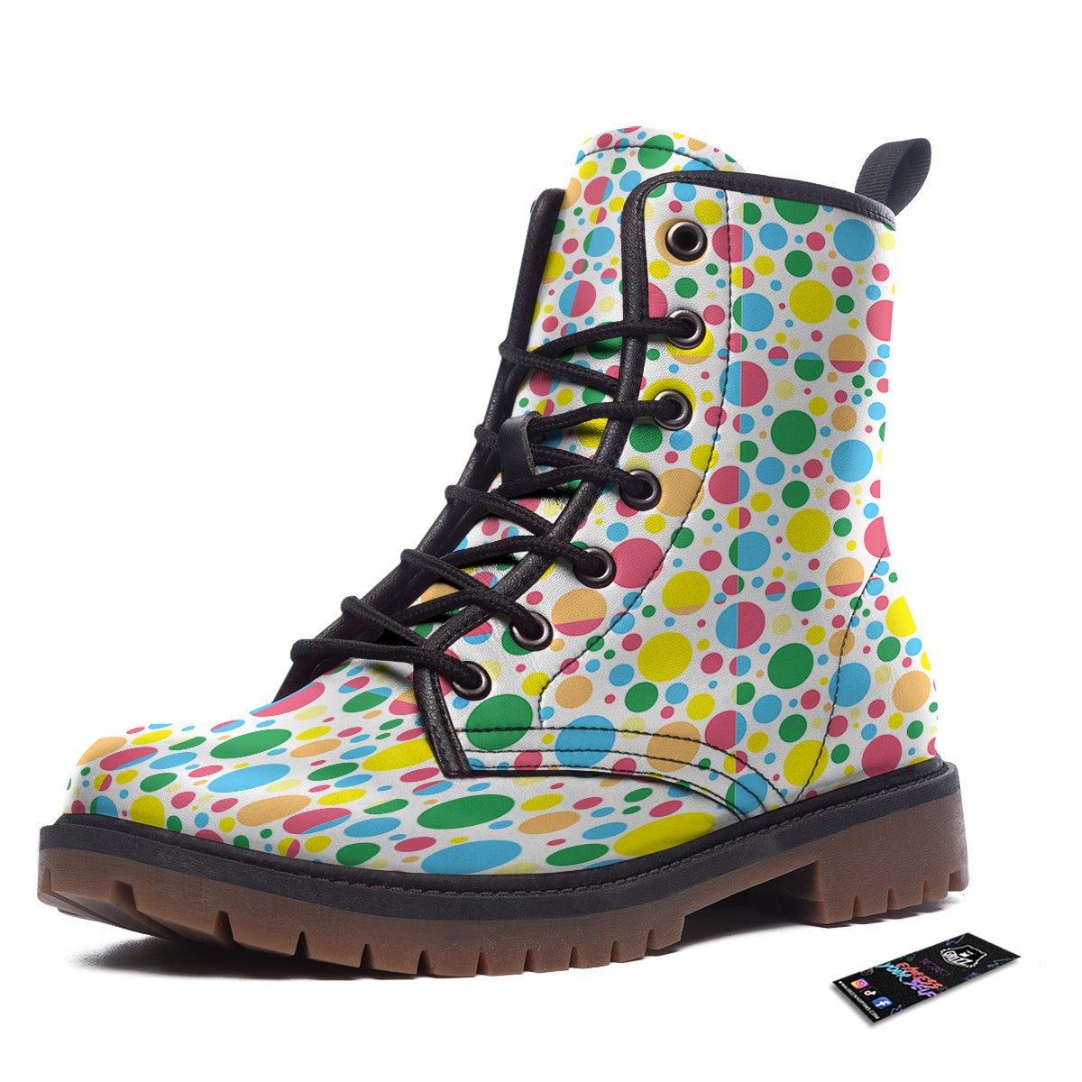 Polka Dot Colorful Print Pattern Work Boots-grizzshop