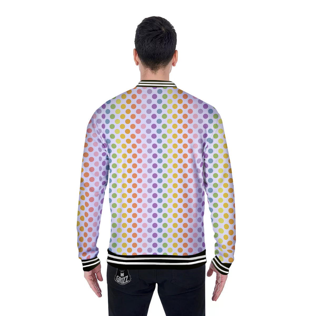 Polka Dot Colors Rainbow Print Pattern Baseball Jacket-grizzshop