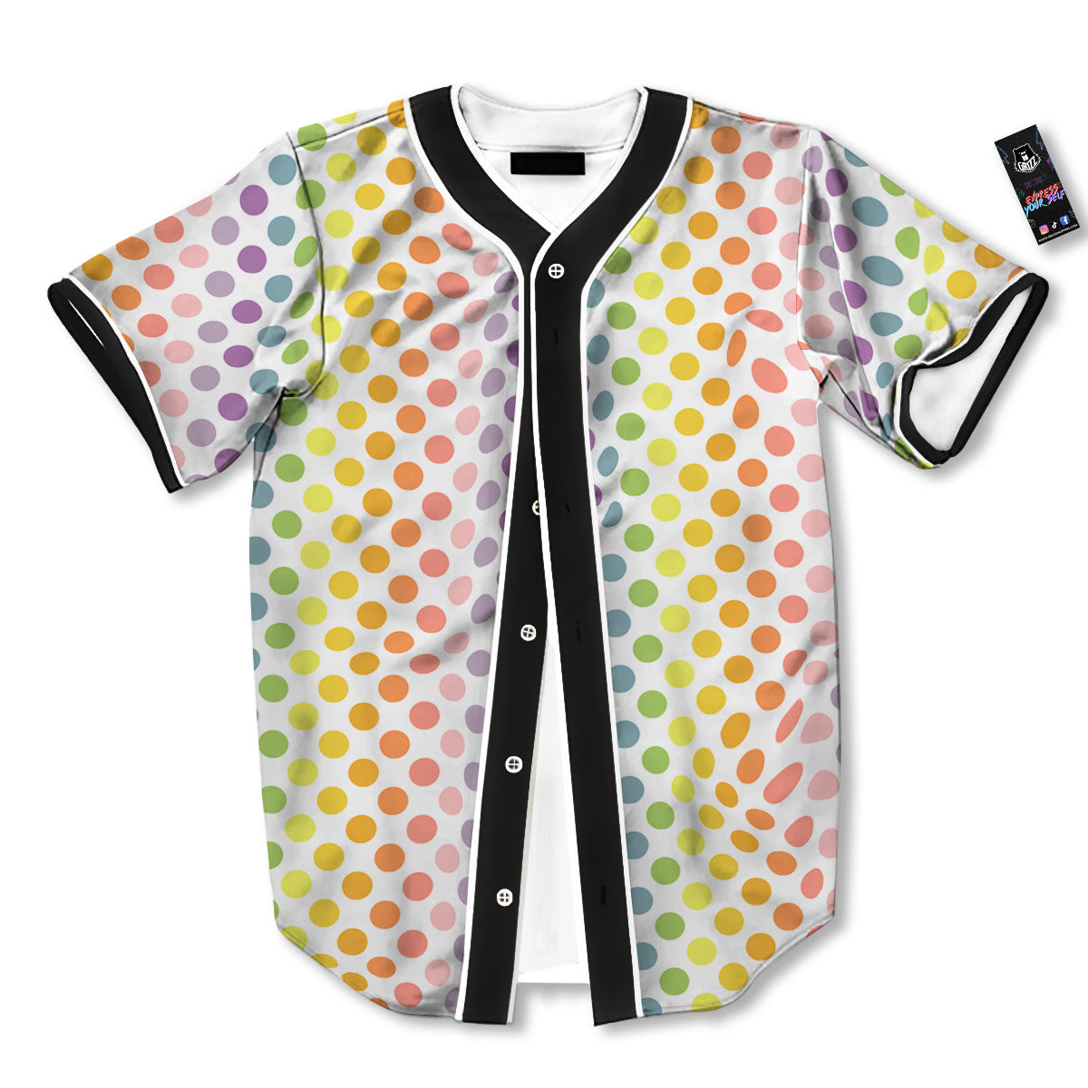 Polka Dot Colors Rainbow Print Pattern Baseball Jersey-grizzshop