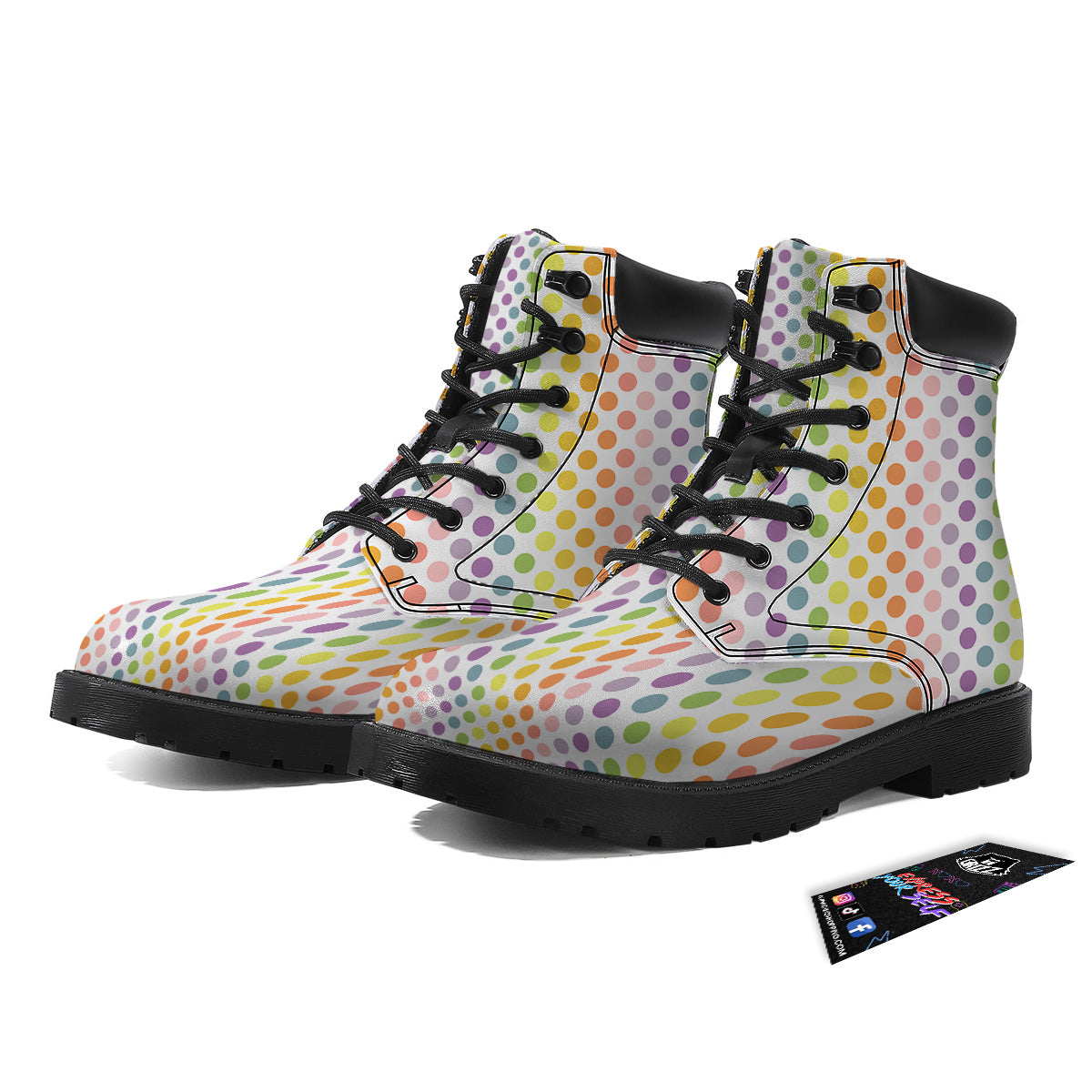 Polka Dot Colors Rainbow Print Pattern Boots-grizzshop
