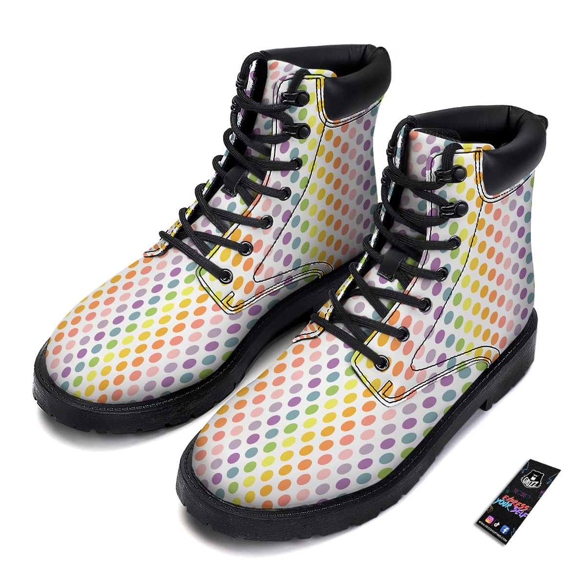 Polka Dot Colors Rainbow Print Pattern Boots-grizzshop