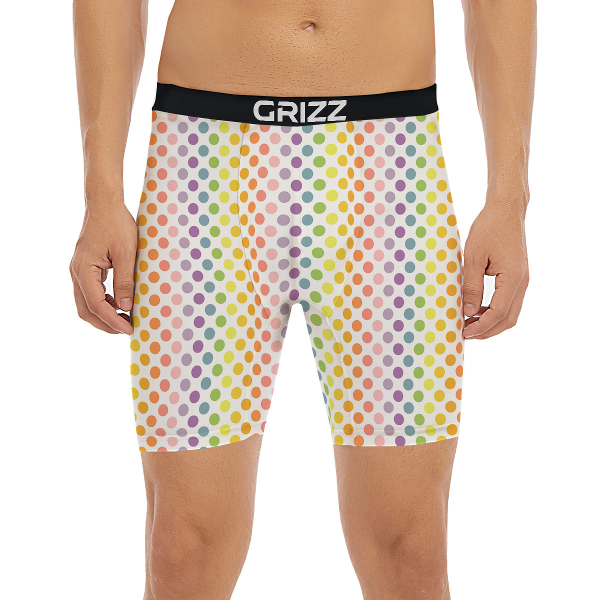 Polka Dot Colors Rainbow Print Pattern Boxer Briefs-grizzshop