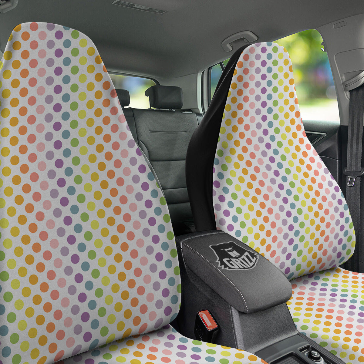 Polka Dot Colors Rainbow Print Pattern Car Seat Covers-grizzshop