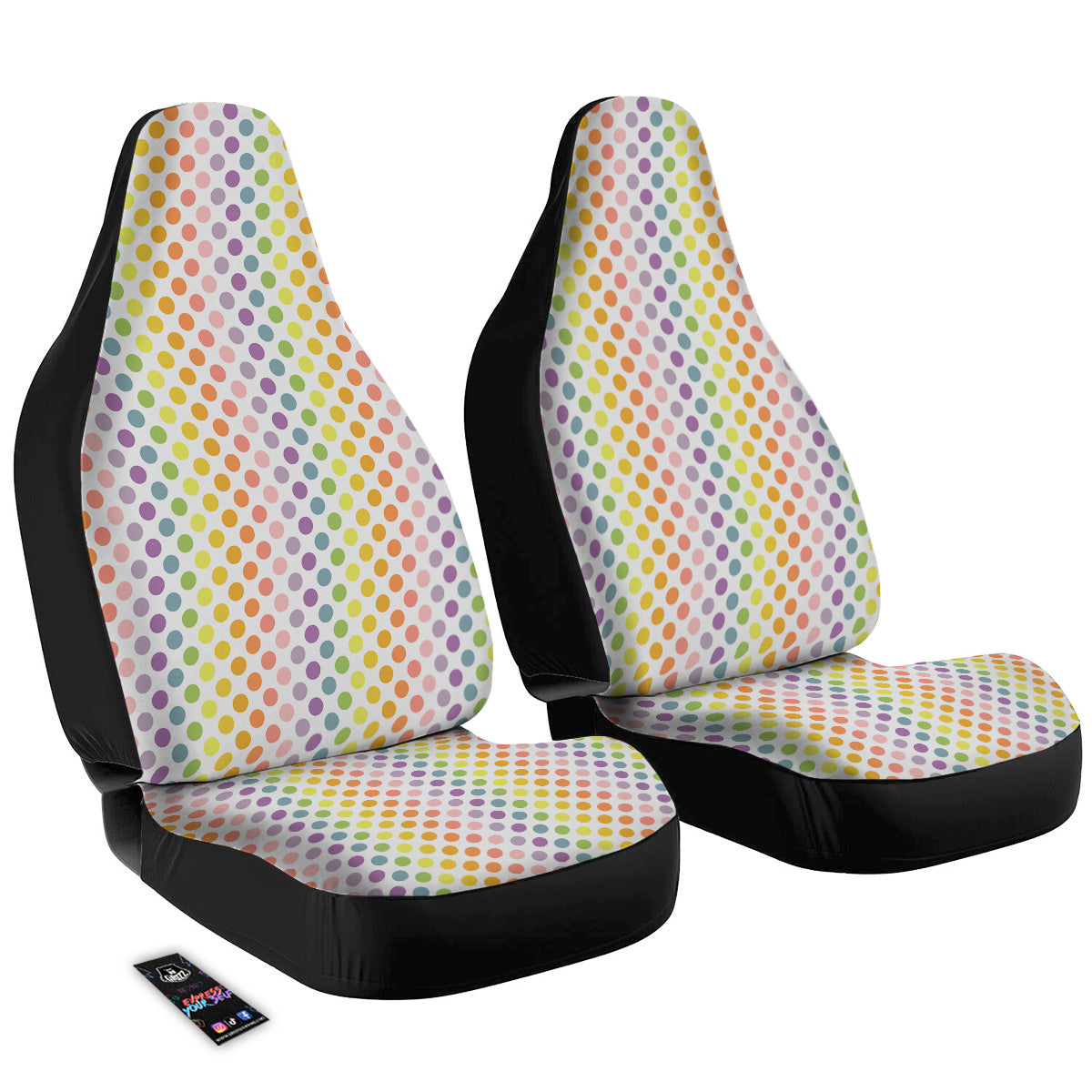 Polka Dot Colors Rainbow Print Pattern Car Seat Covers-grizzshop