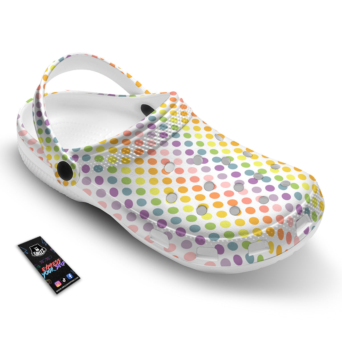 Polka Dot Colors Rainbow Print Pattern Clog-grizzshop