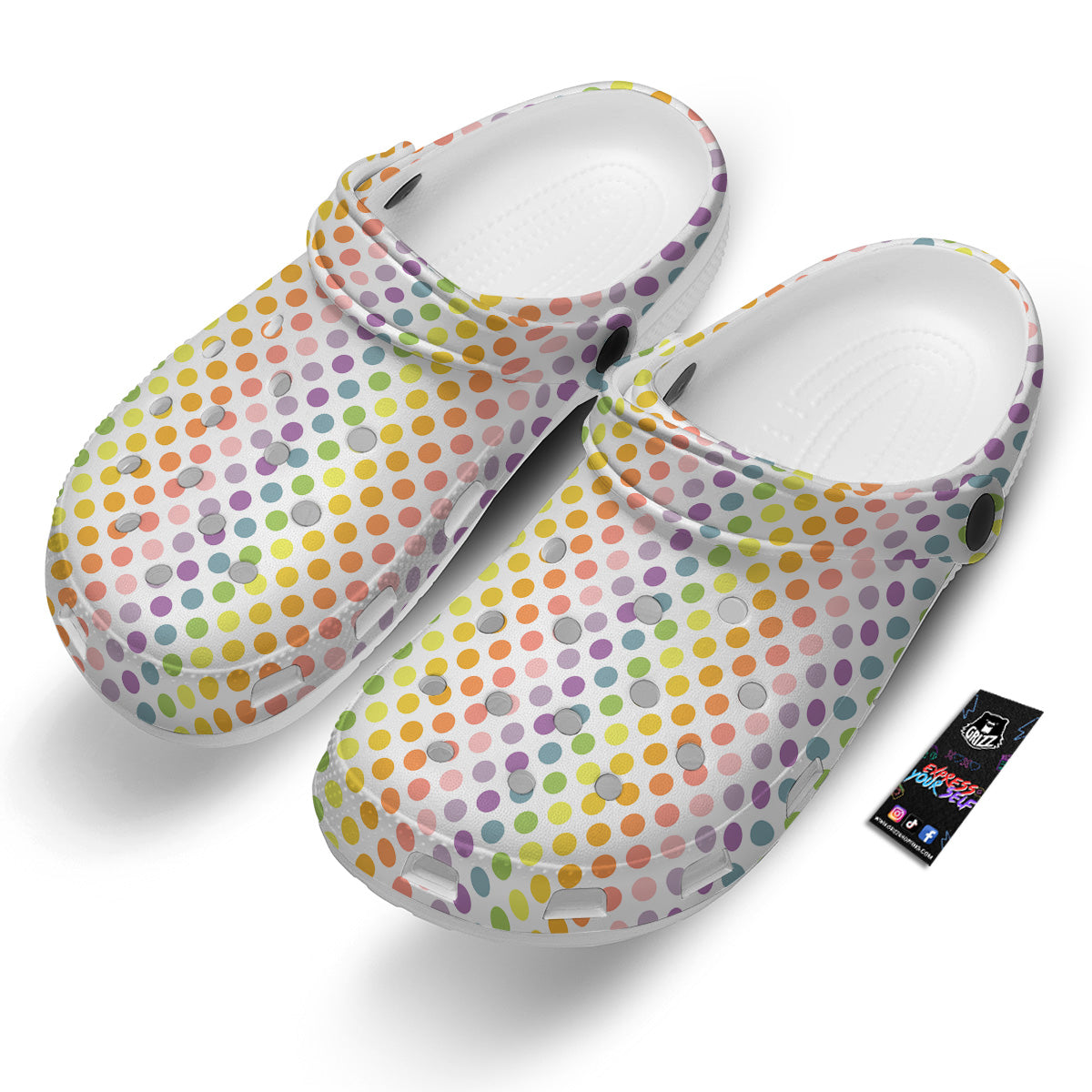 Polka Dot Colors Rainbow Print Pattern Clog-grizzshop