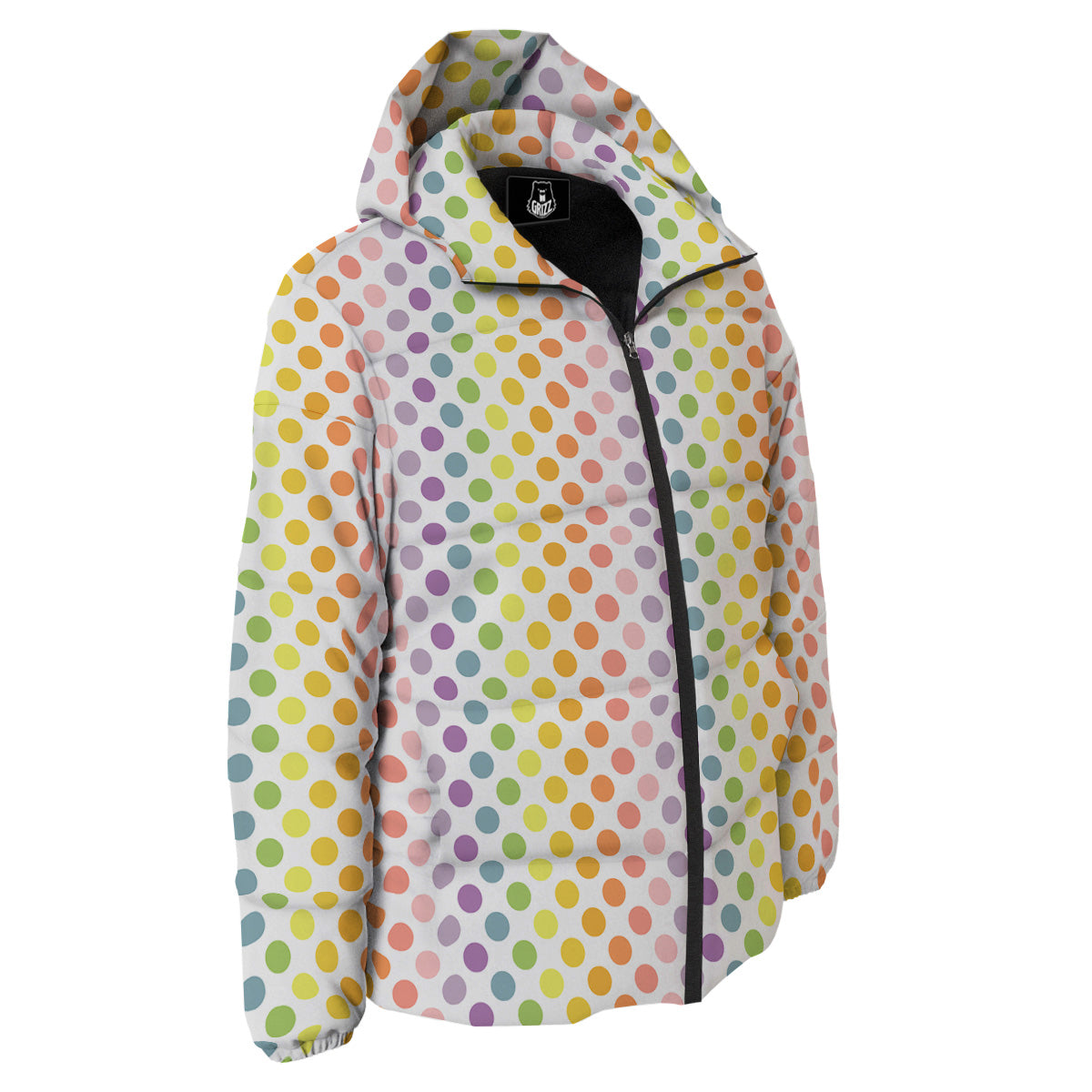 Polka Dot Colors Rainbow Print Pattern Down Jacket-grizzshop