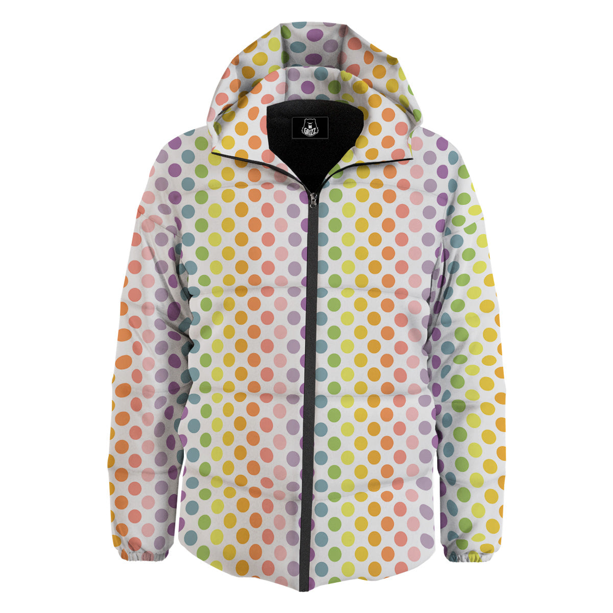 Polka Dot Colors Rainbow Print Pattern Down Jacket-grizzshop