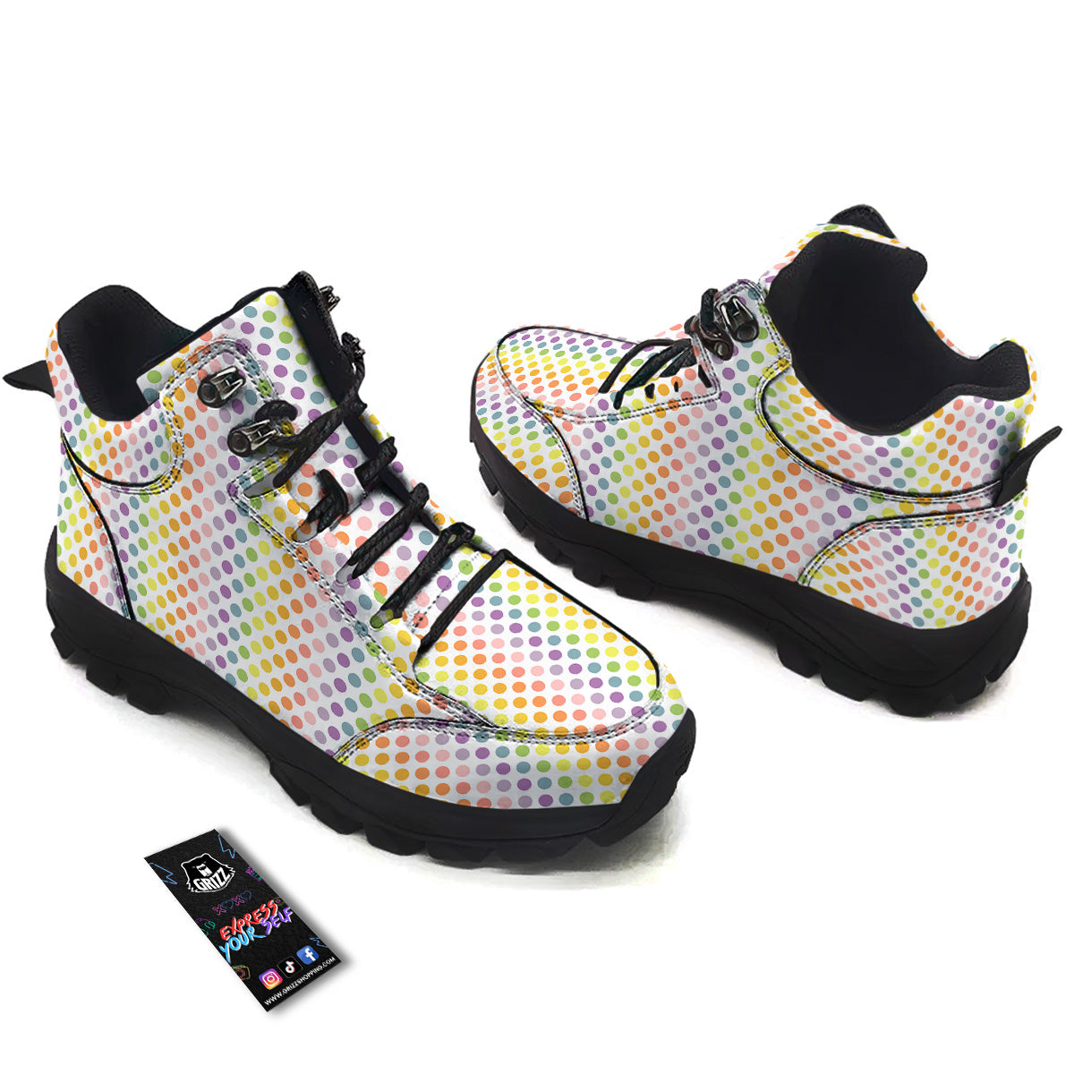 Polka Dot Colors Rainbow Print Pattern Hiking Shoes-grizzshop