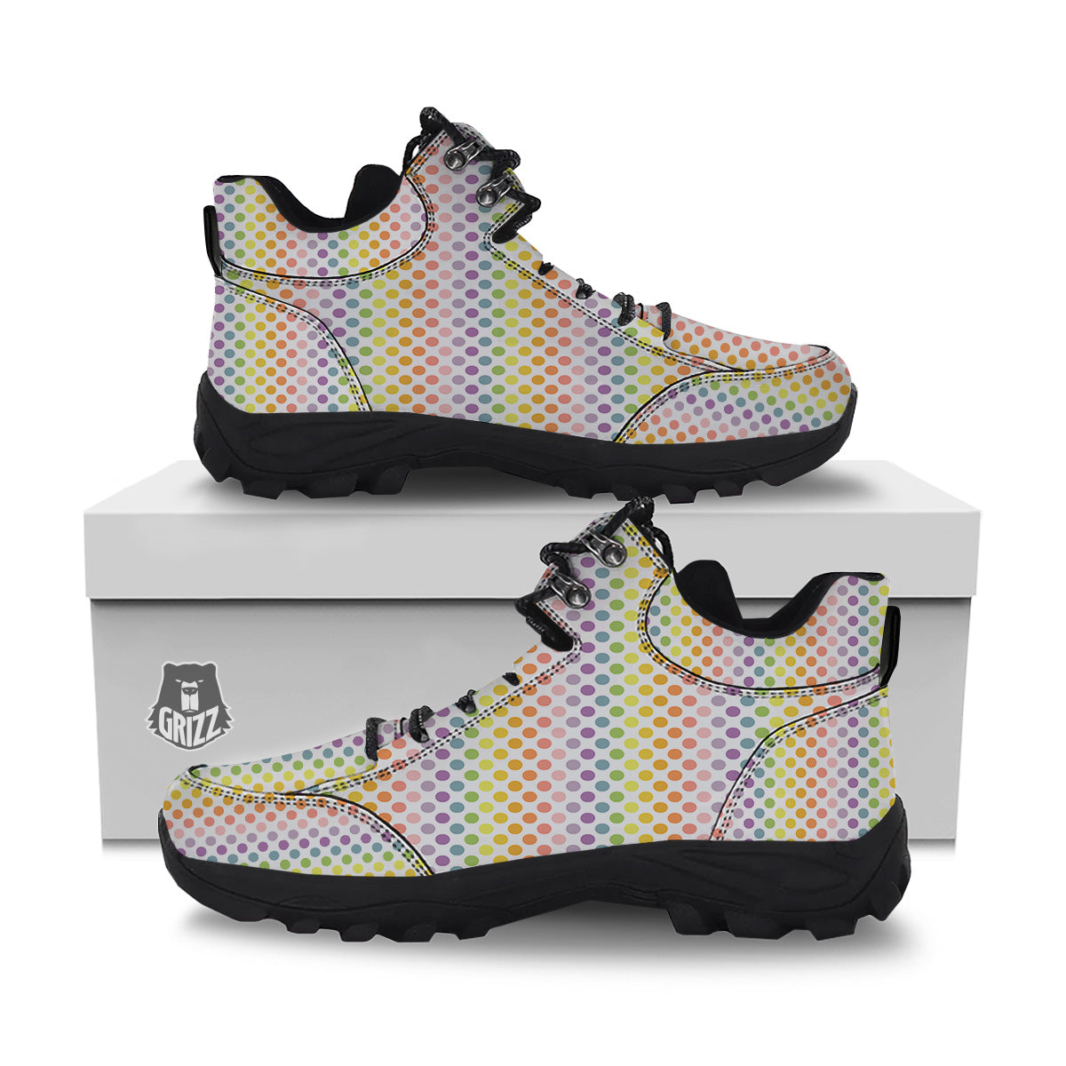 Polka Dot Colors Rainbow Print Pattern Hiking Shoes-grizzshop