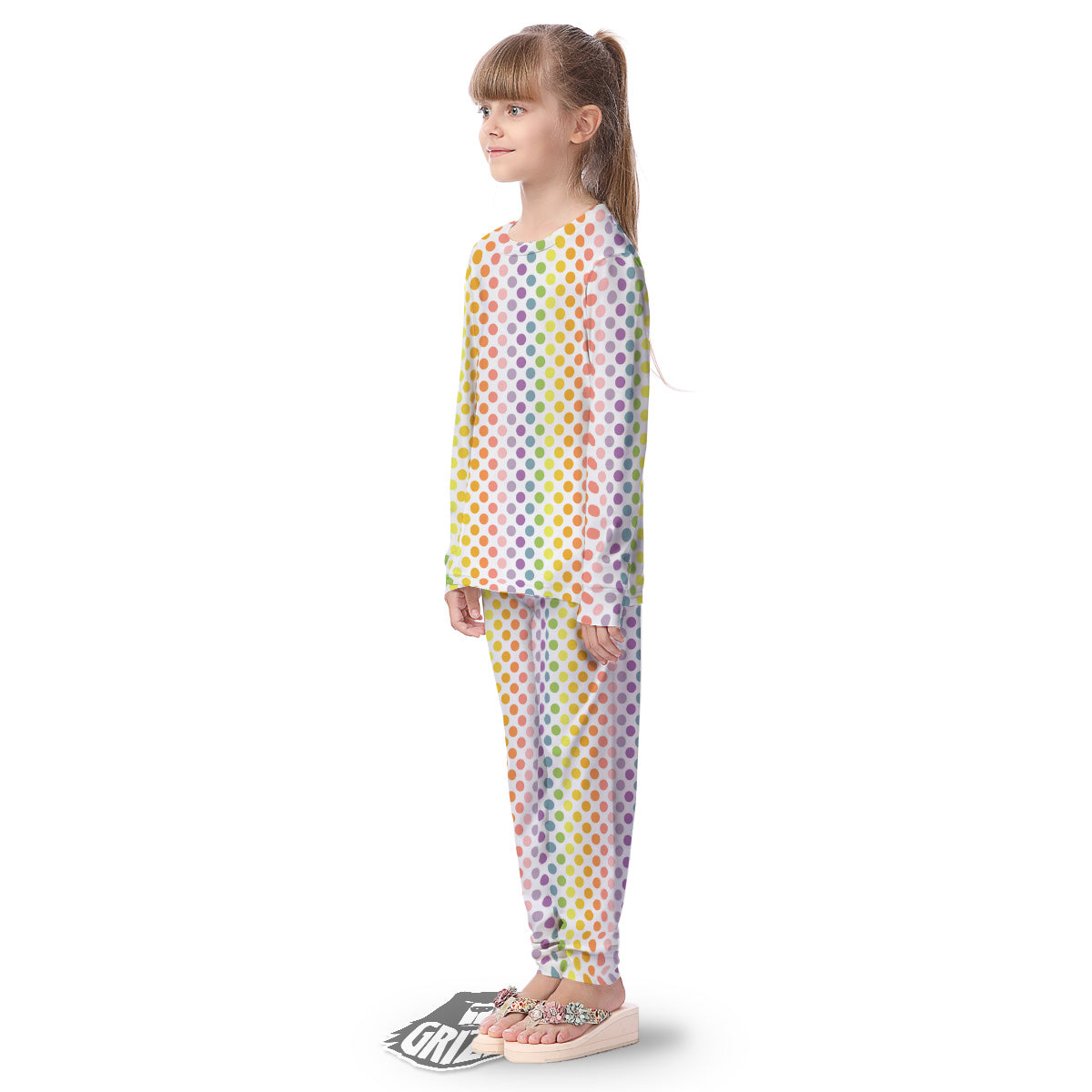 Polka Dot Colors Rainbow Print Pattern Kid's Pajamas-grizzshop