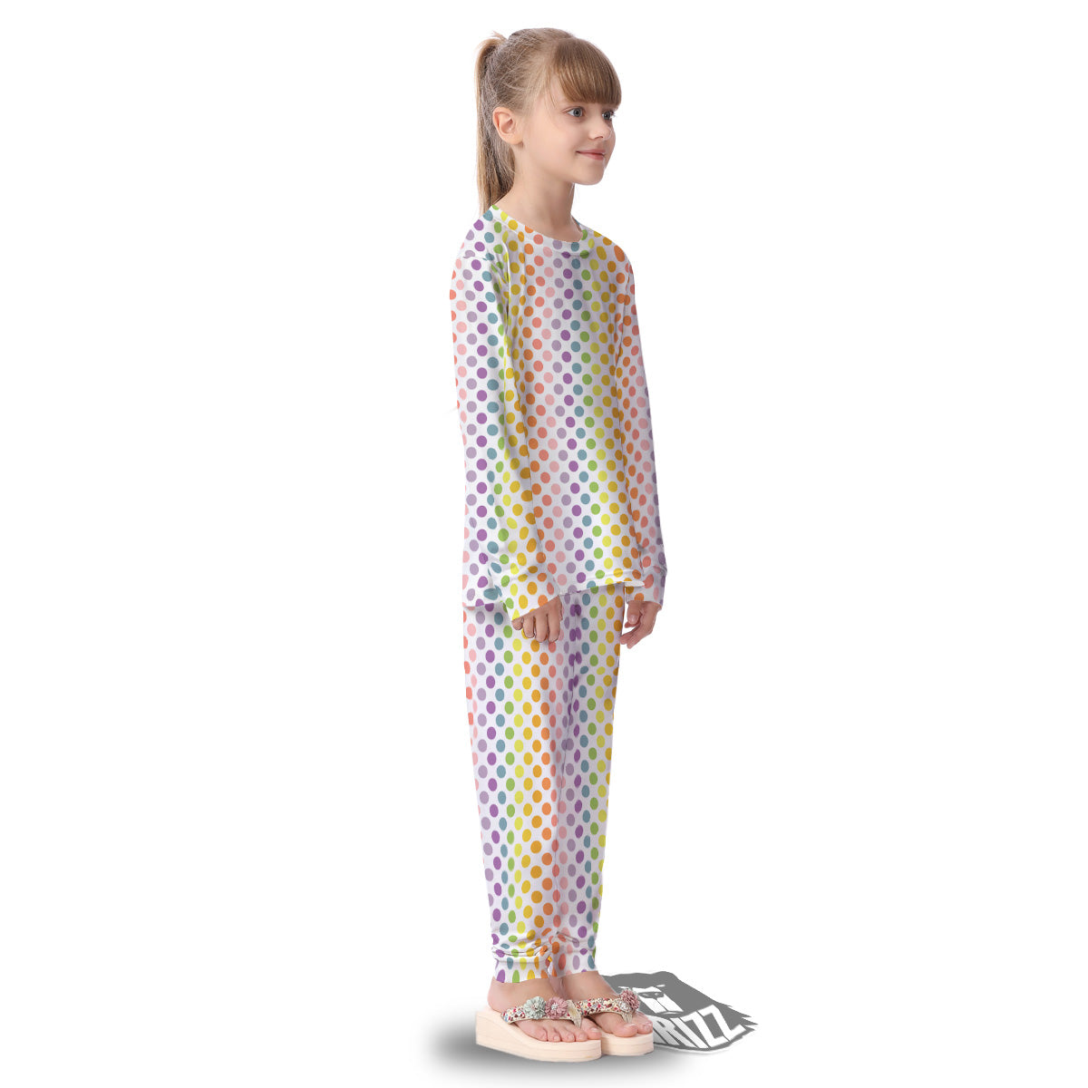 Polka Dot Colors Rainbow Print Pattern Kid's Pajamas-grizzshop