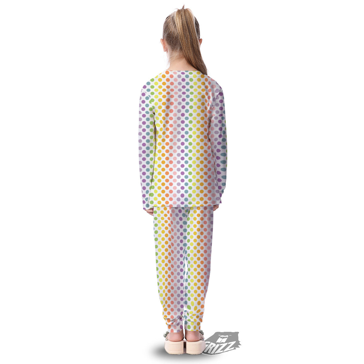 Polka Dot Colors Rainbow Print Pattern Kid's Pajamas-grizzshop