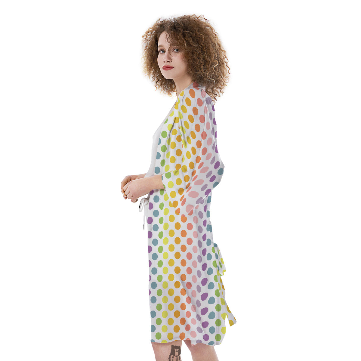 Polka Dot Colors Rainbow Print Pattern Kimono-grizzshop