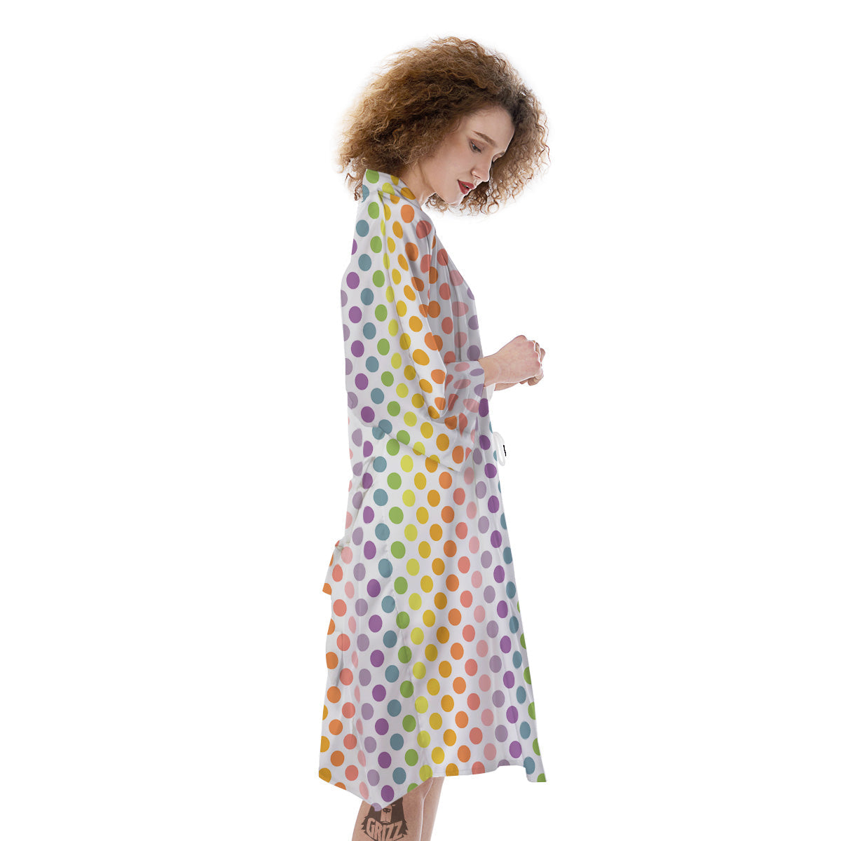 Polka Dot Colors Rainbow Print Pattern Kimono-grizzshop