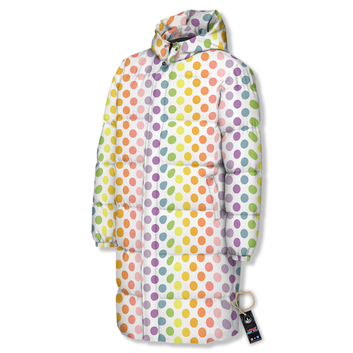 Polka Dot Colors Rainbow Print Pattern Long Down Jacket-grizzshop