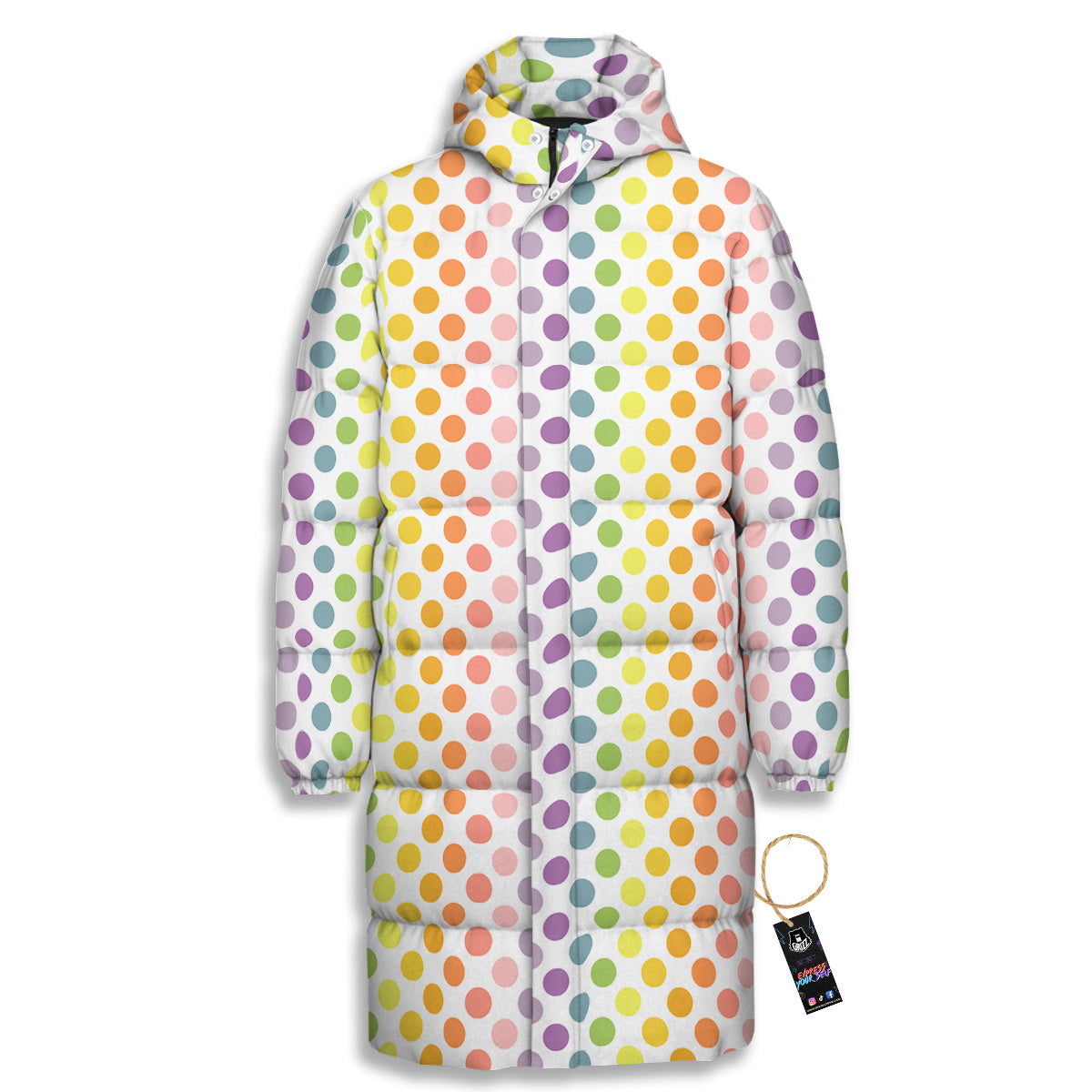 Polka Dot Colors Rainbow Print Pattern Long Down Jacket-grizzshop
