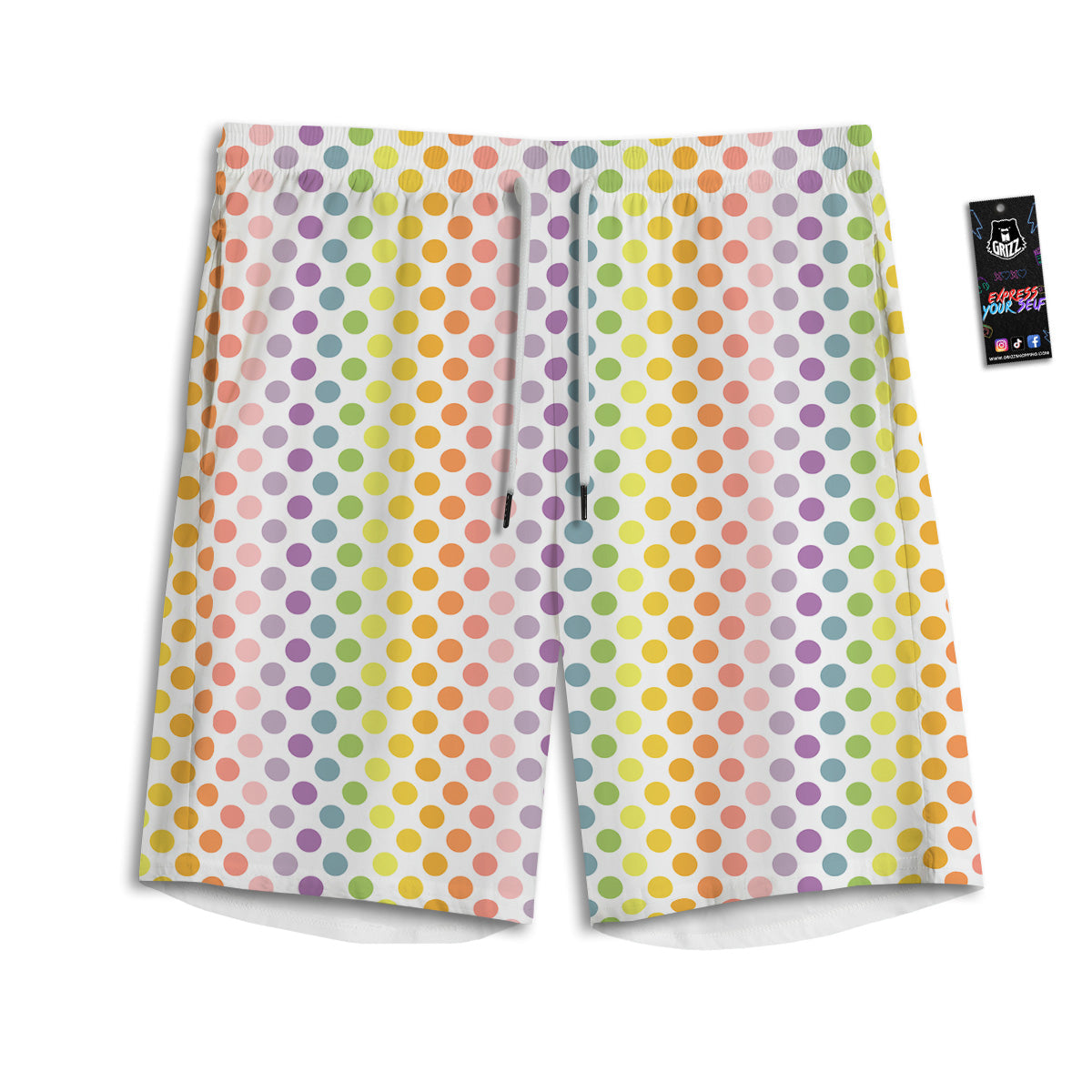 Polka Dot Colors Rainbow Print Pattern Men's Athletic Shorts