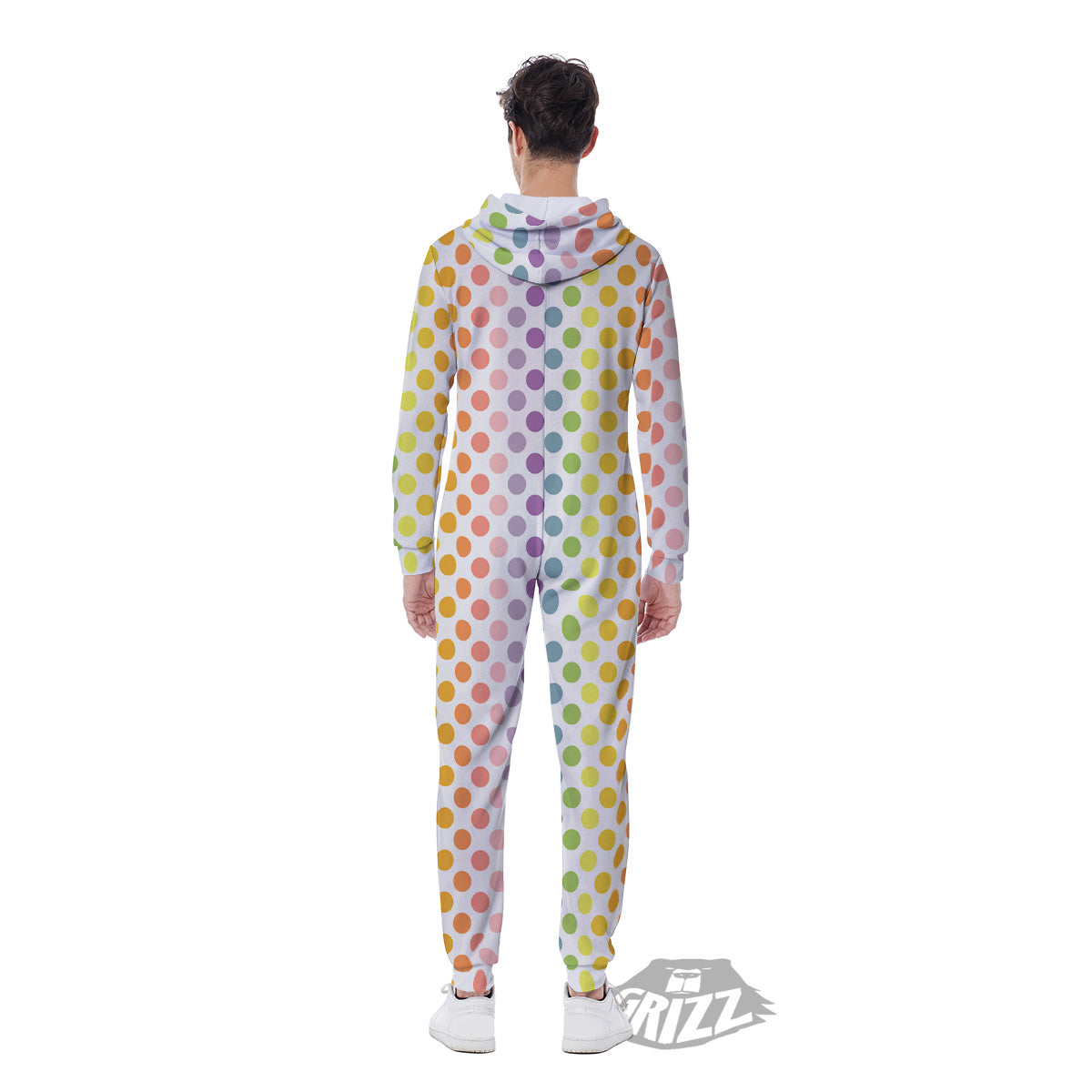Polka Dot Colors Rainbow Print Pattern Men's Jumpsuit-grizzshop