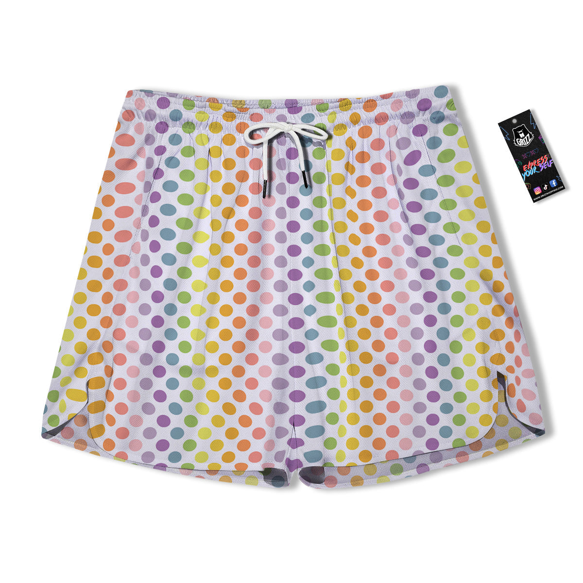 Polka Dot Colors Rainbow Print Pattern Men's Running Shorts-grizzshop