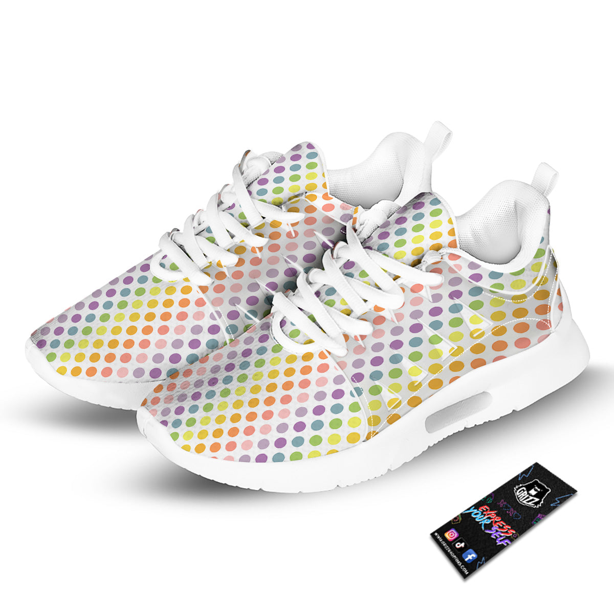 Polka Dot Colors Rainbow Print Pattern Tennis Shoes-grizzshop