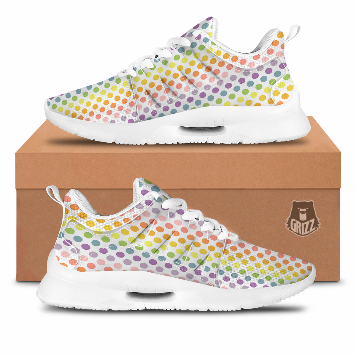 Polka Dot Colors Rainbow Print Pattern Tennis Shoes-grizzshop