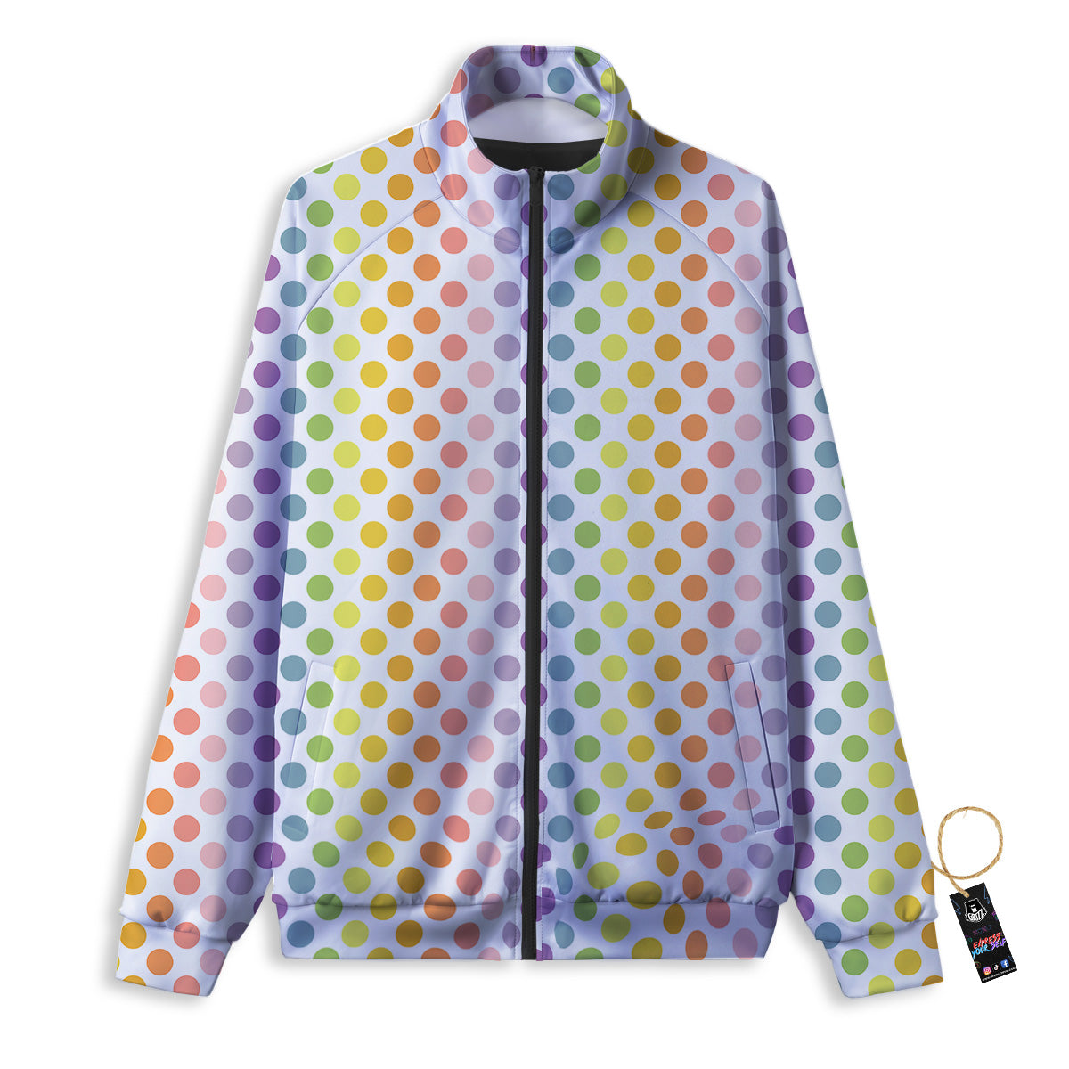 Polka Dot Colors Rainbow Print Pattern Track Jacket-grizzshop