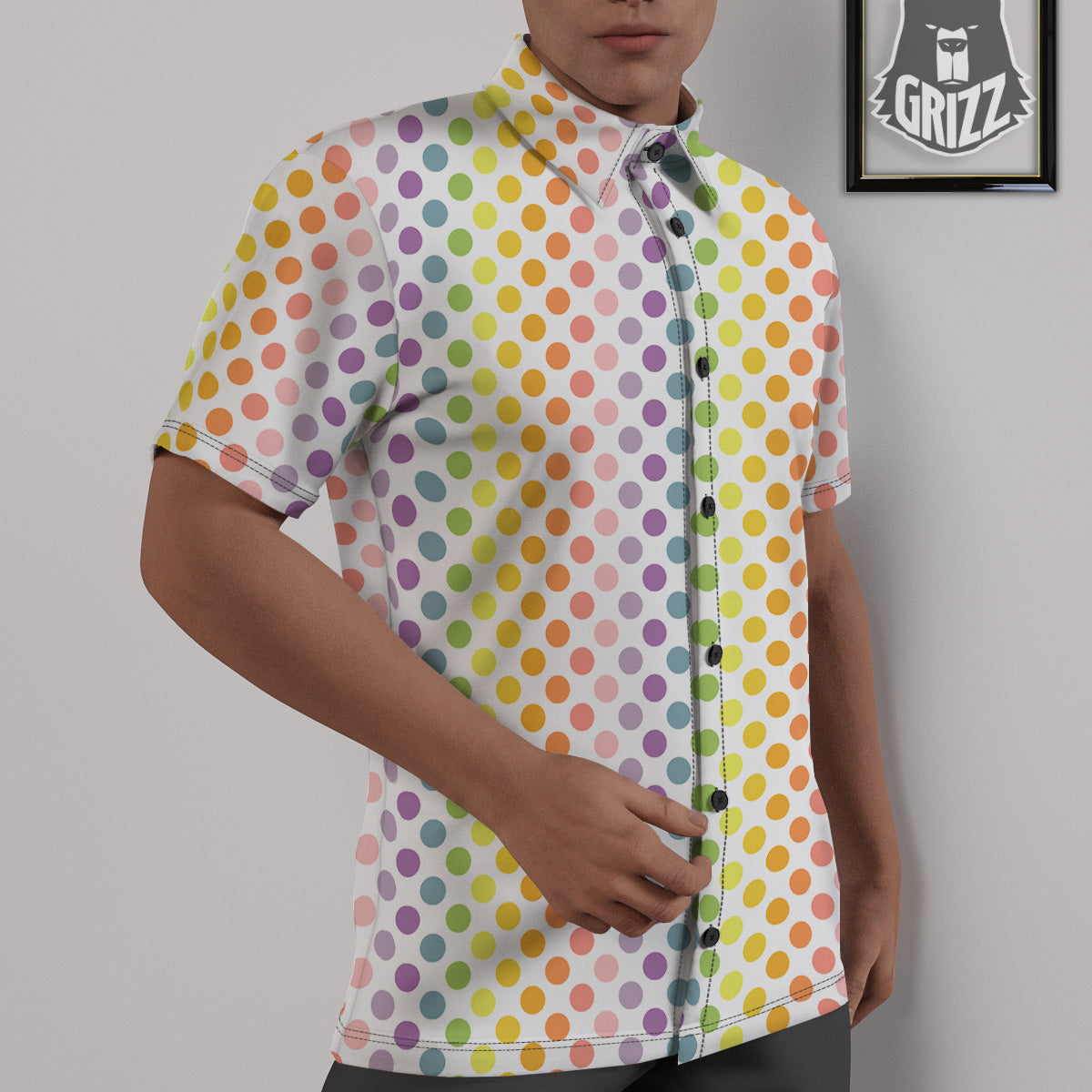 Polka Dot Colors Rainbow Print Pattern Untucked Shirts-grizzshop