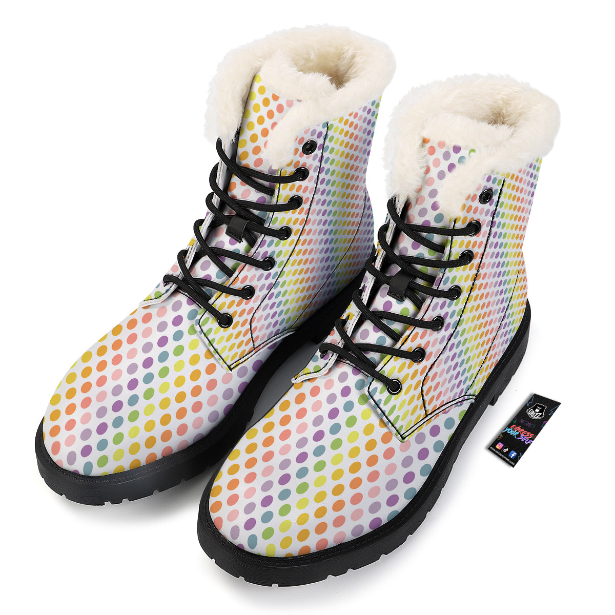 Polka Dot Colors Rainbow Print Pattern Winter Boots-grizzshop
