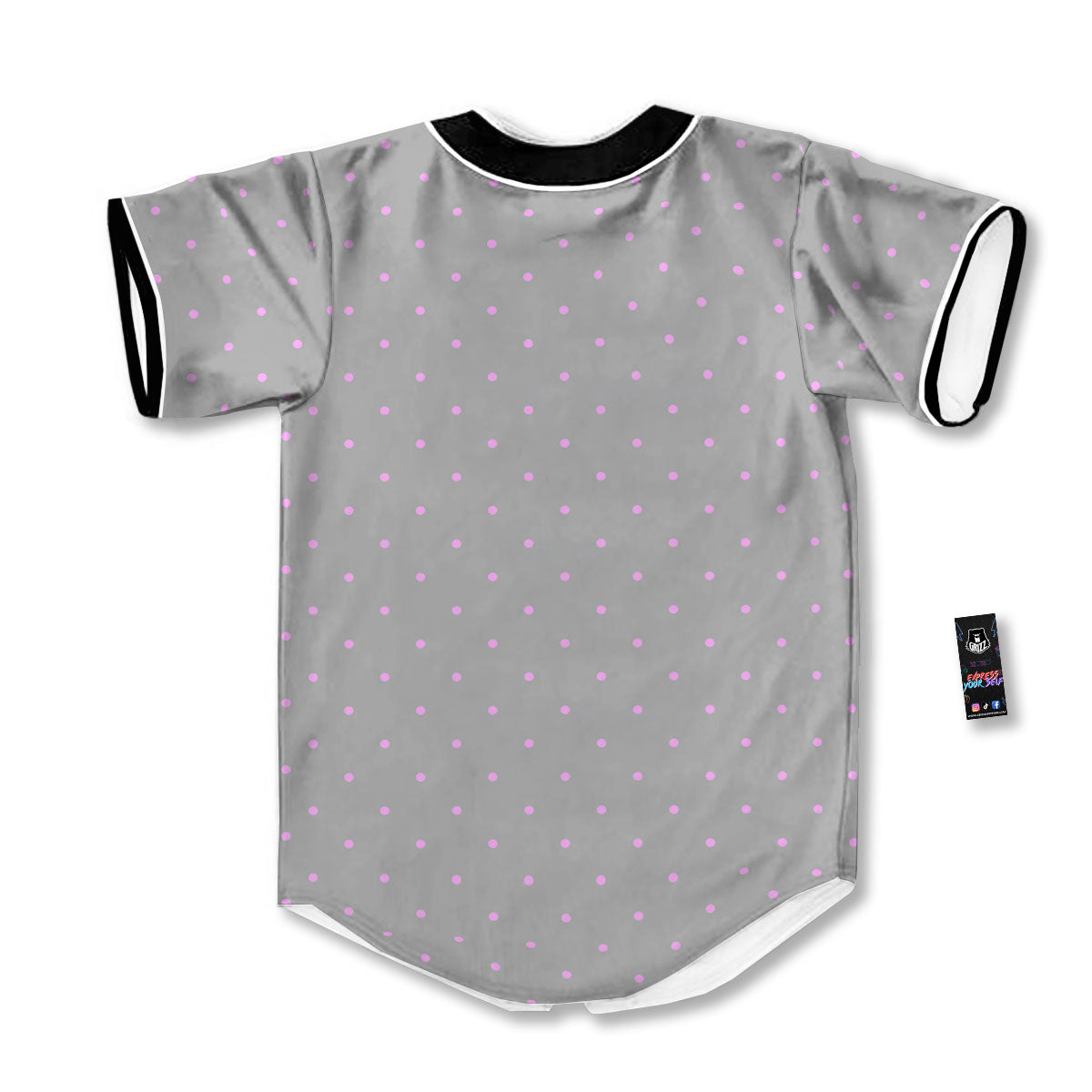 Polka Dot Grey And Pink Dot Print Pattern Baseball Jersey-grizzshop
