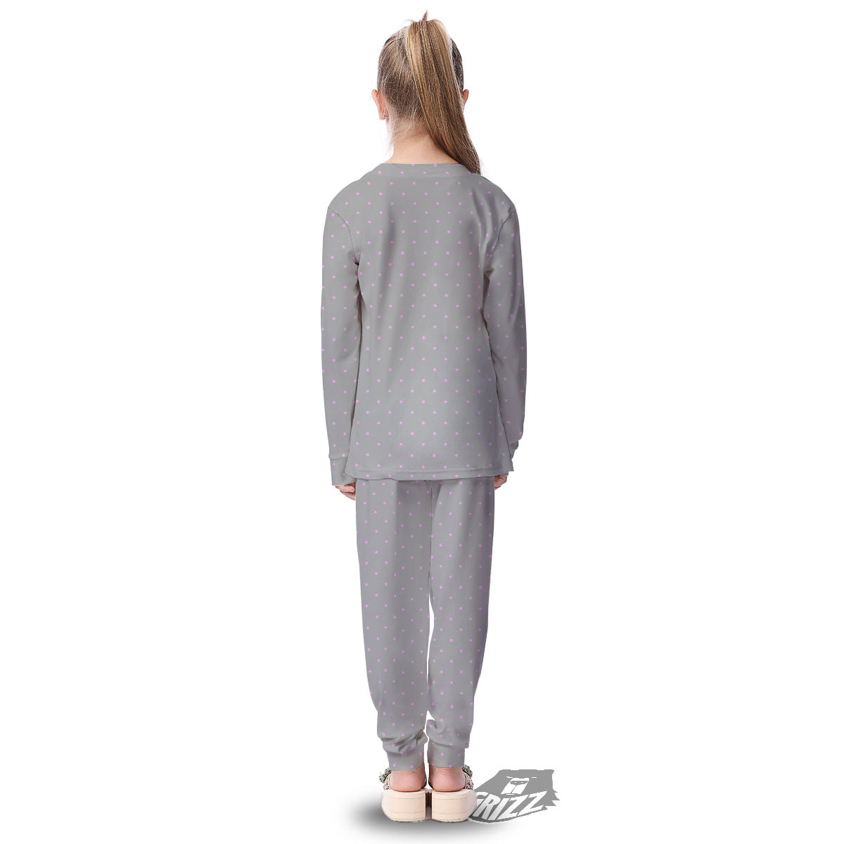Polka Dot Grey And Pink Dot Print Pattern Kid's Pajamas-grizzshop