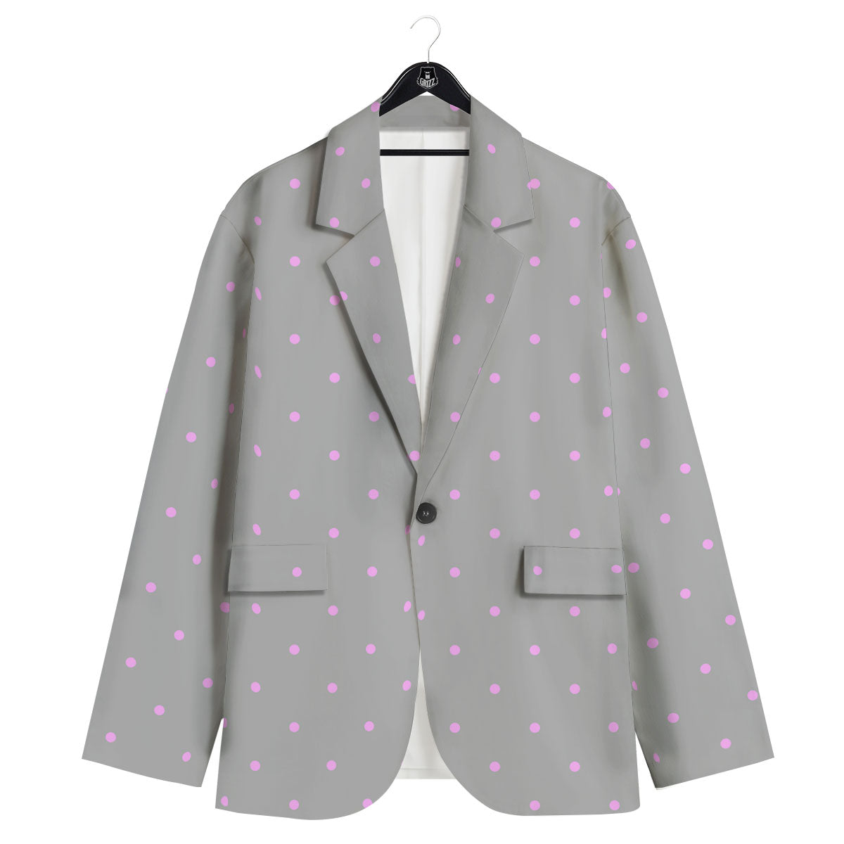 Polka Dot Grey And Pink Dot Print Pattern Men's Sport Coat-grizzshop