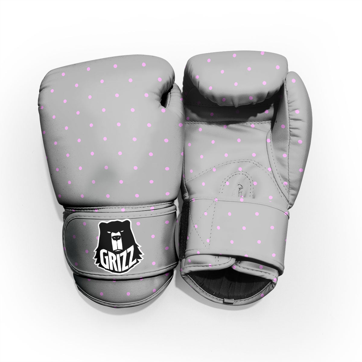 Polka Dot Grey And Pink Dot Print Pattern Pro Boxing Glove