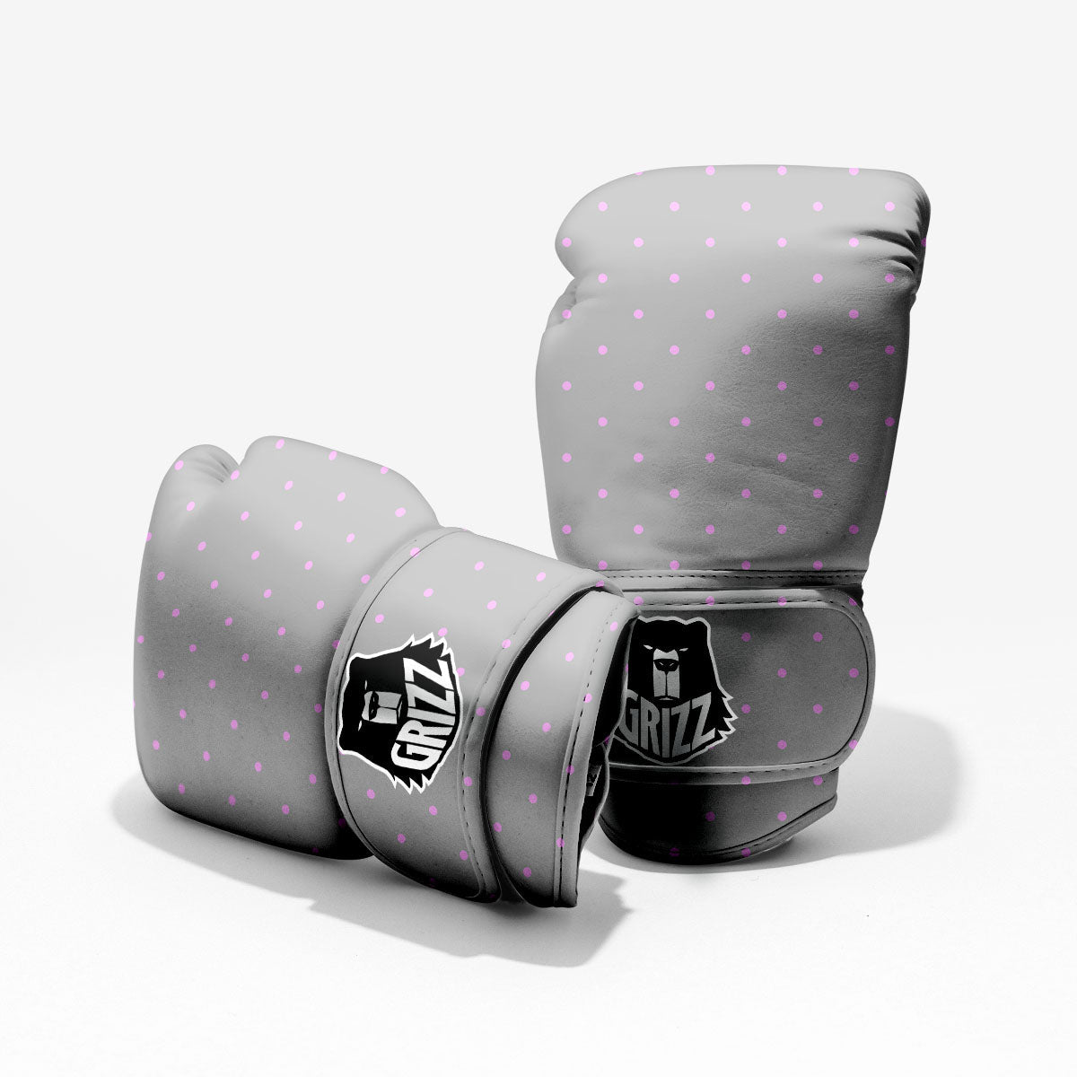 Polka Dot Grey And Pink Dot Print Pattern Pro Boxing Glove