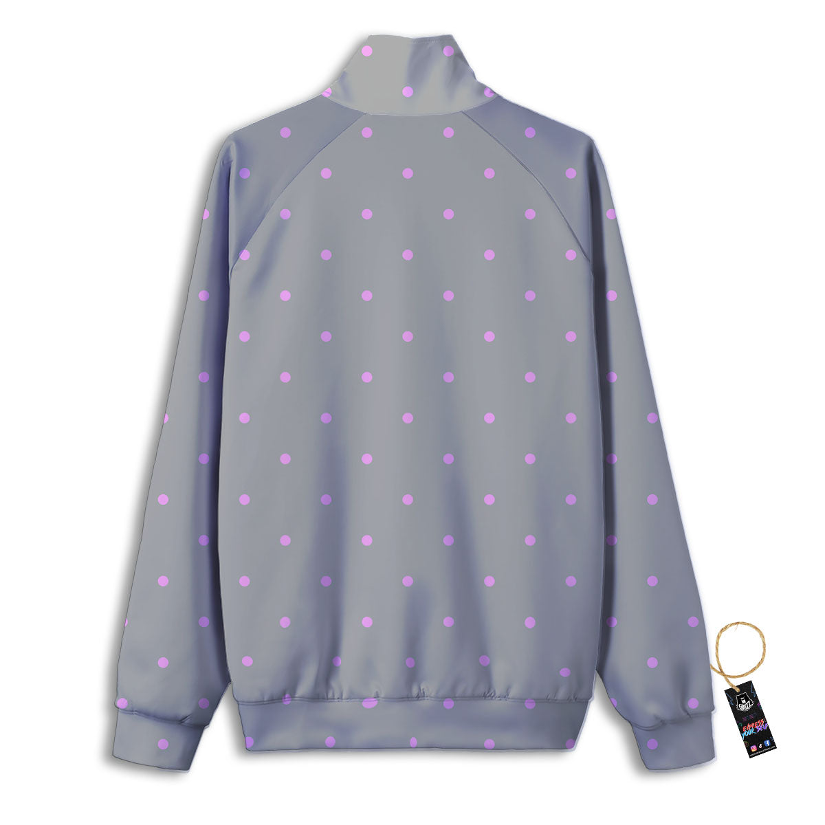 Polka Dot Grey And Pink Dot Print Pattern Track Jacket-grizzshop
