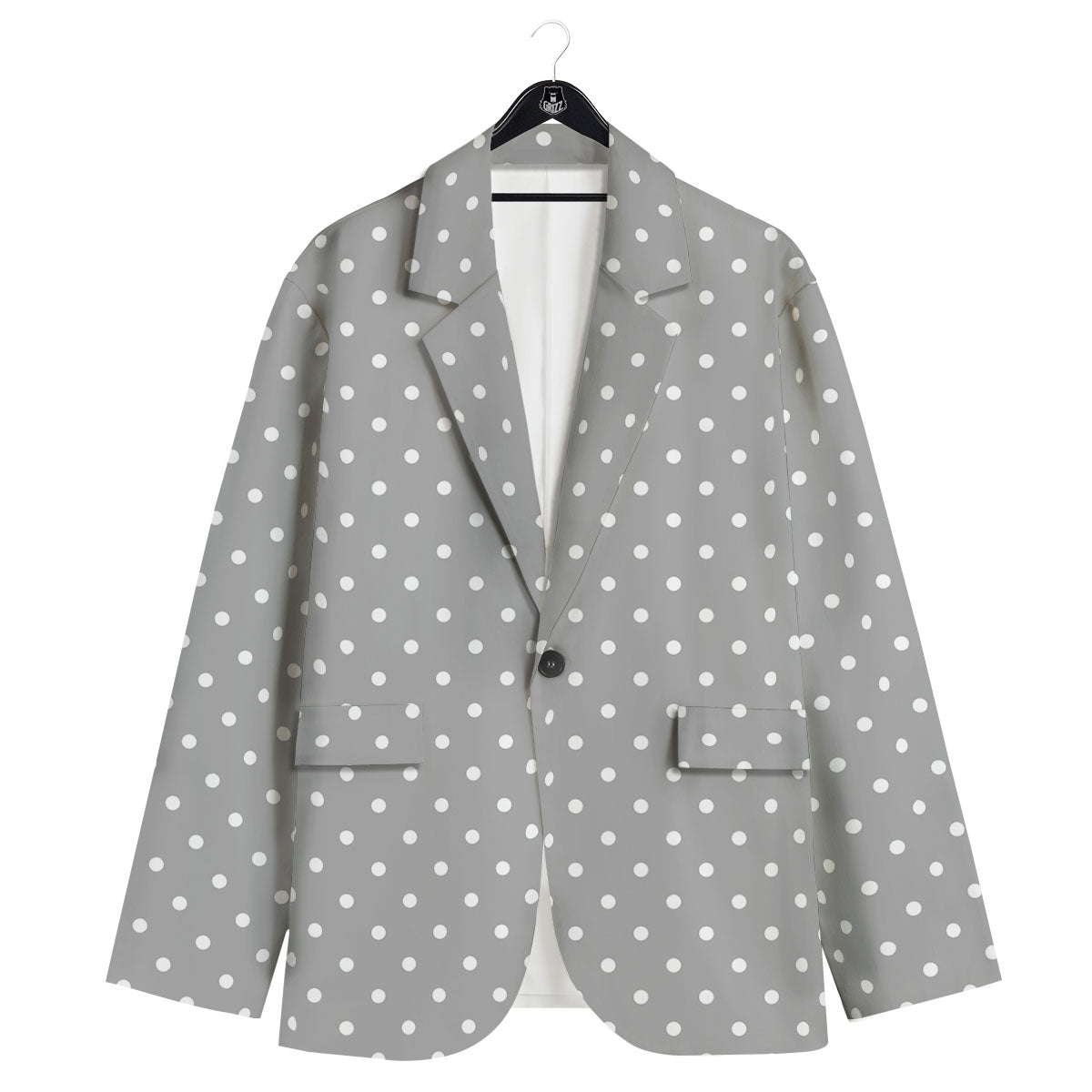 Polka Dot Grey And White Print Pattern Men's Sport Coat-grizzshop