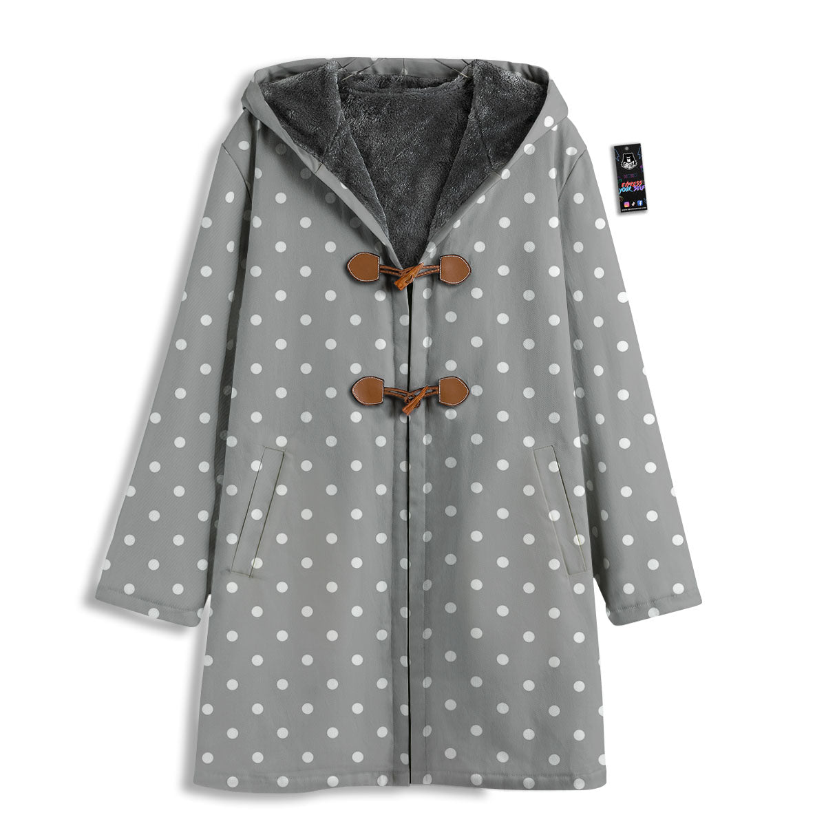 Polka Dot Grey And White Print Pattern Men's Windbreaker Jacket-grizzshop