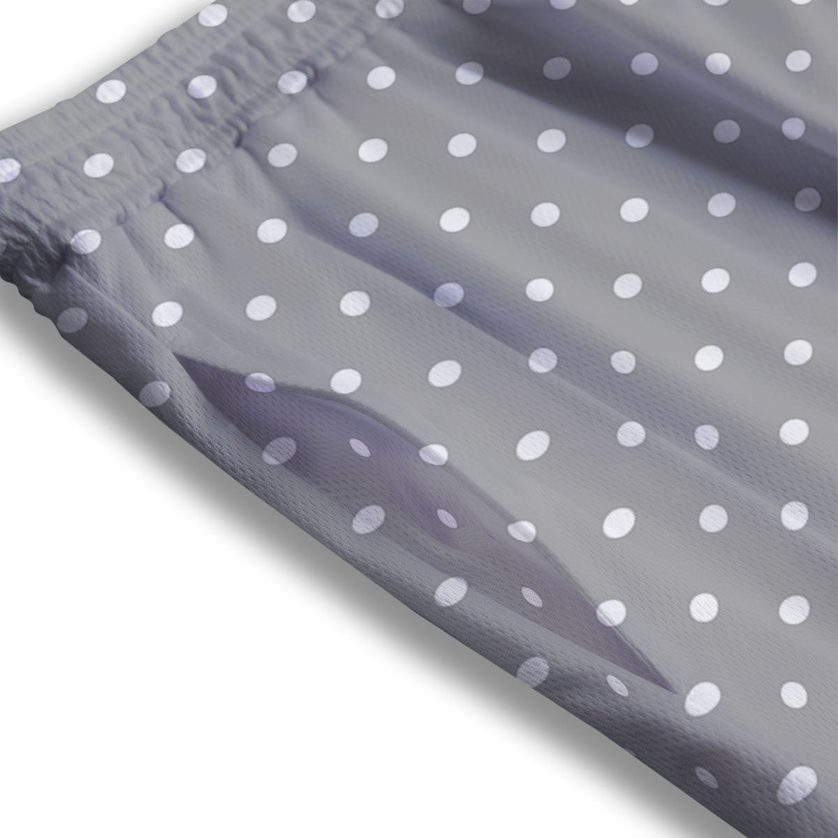 Polka Dot Grey And White Print Pattern Mesh Shorts
