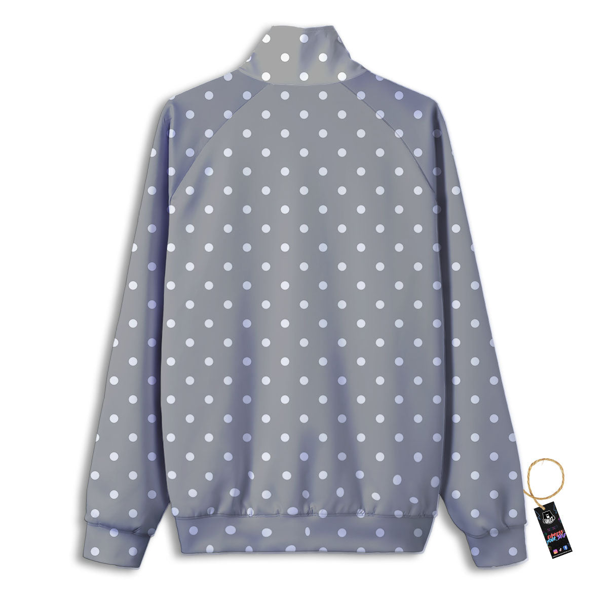 Polka Dot Grey And White Print Pattern Track Jacket-grizzshop