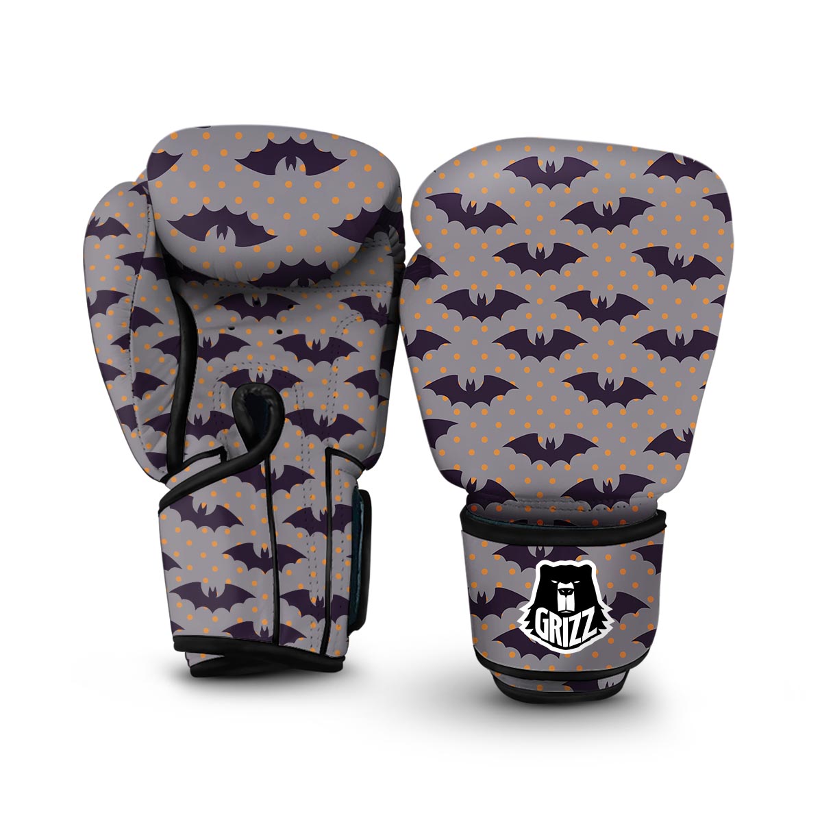 Polka Dot Halloween Bat Pattern Print Boxing Gloves-grizzshop