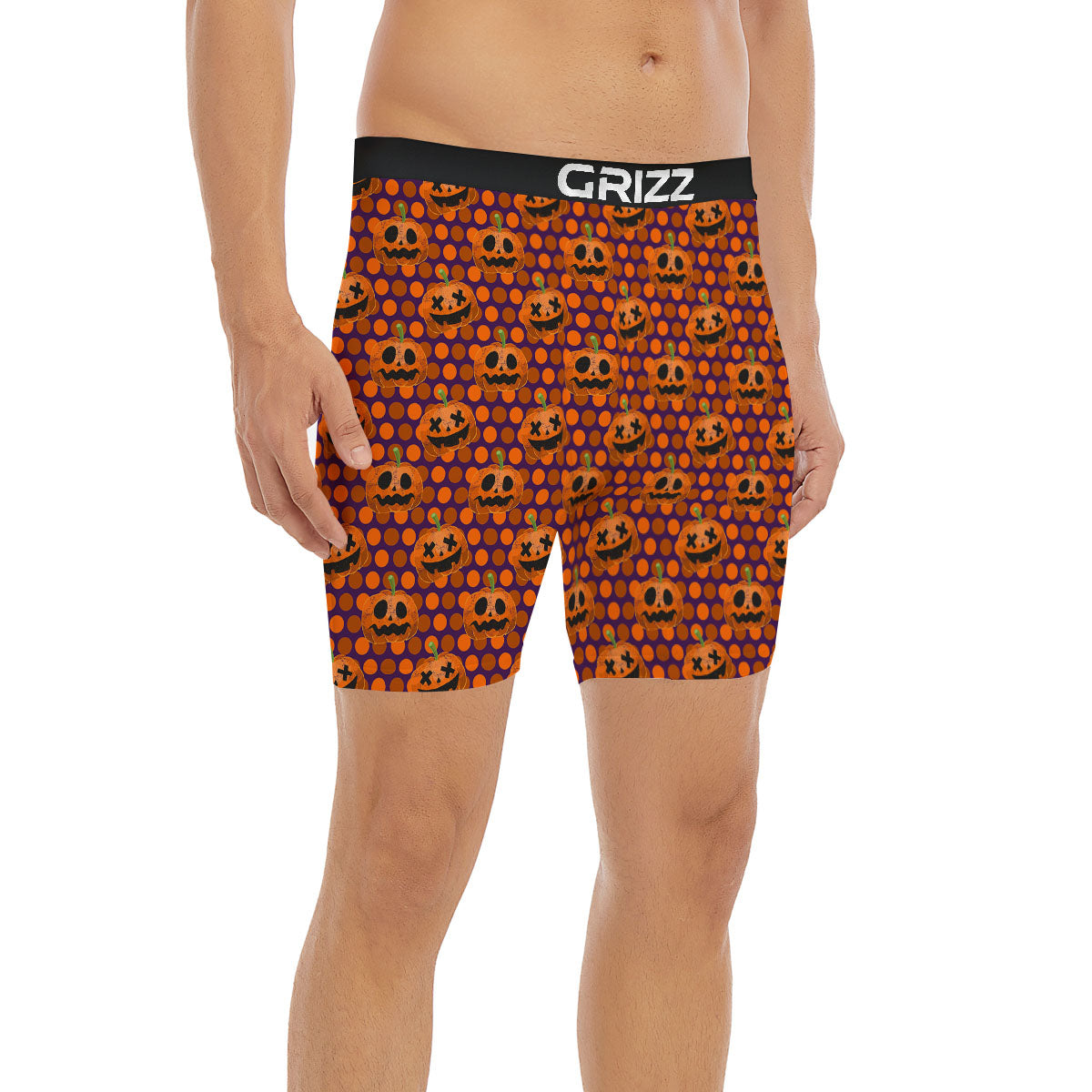 Polka Dot Halloween Pumkin Print Pattern Boxer Briefs-grizzshop