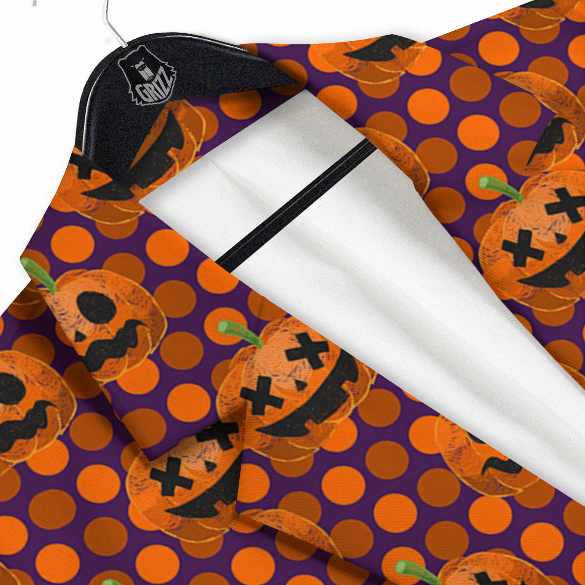 Polka Dot Halloween Pumkin Print Pattern Men's Sport Coat-grizzshop