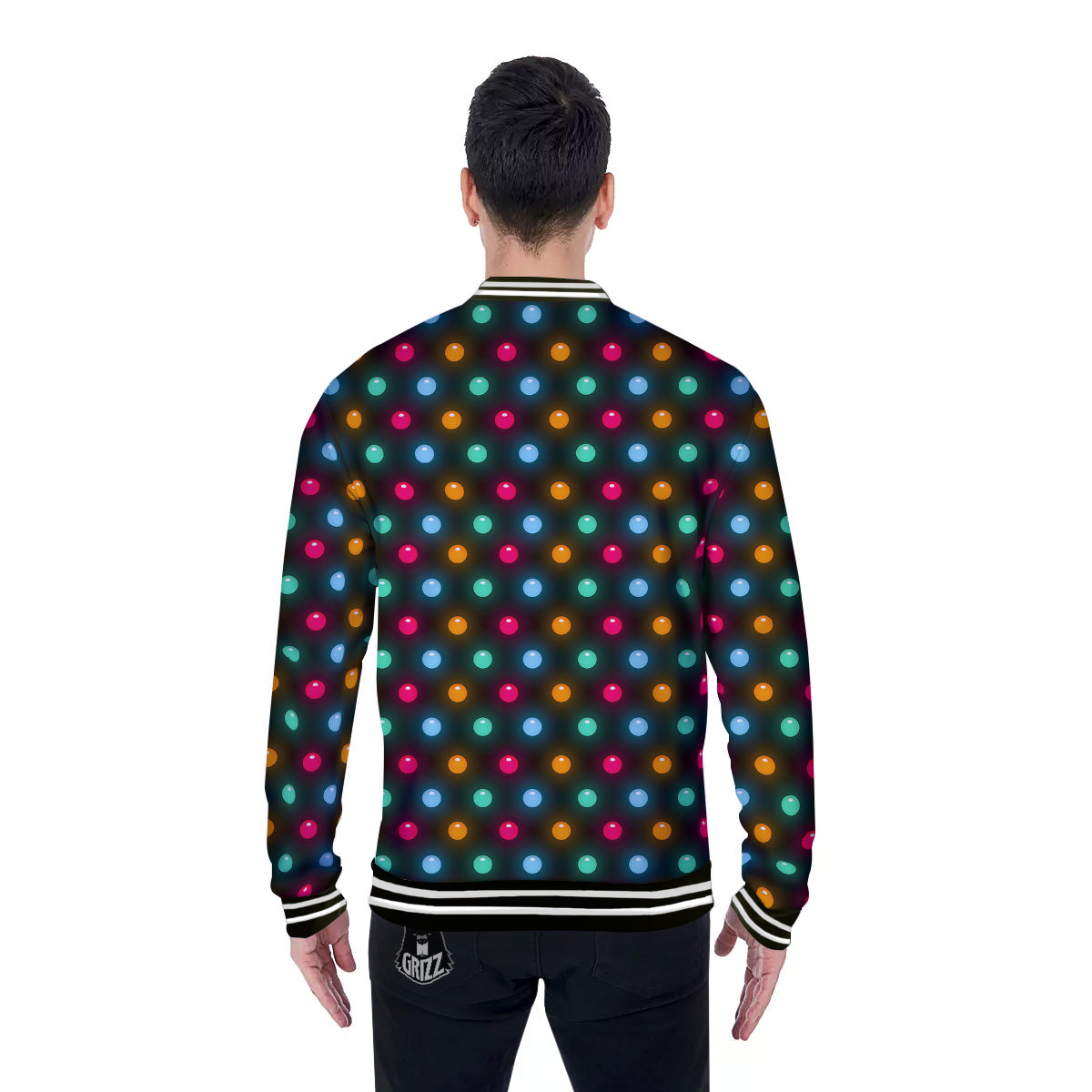 Polka Dot Light Print Baseball Jacket-grizzshop